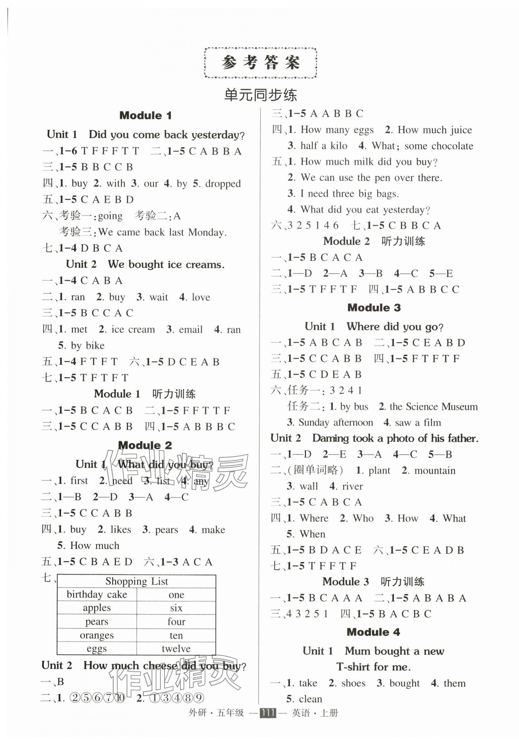 2025年状元成才路创优作业100分五年级英语上册外研版 第1页
