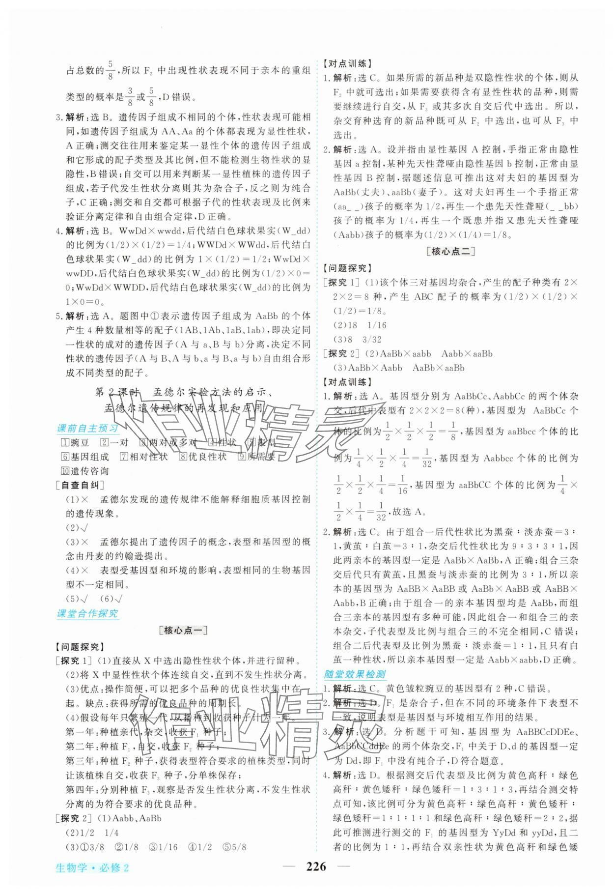 2025年新坐標(biāo)同步練習(xí)高中生物必修2人教版 參考答案第5頁
