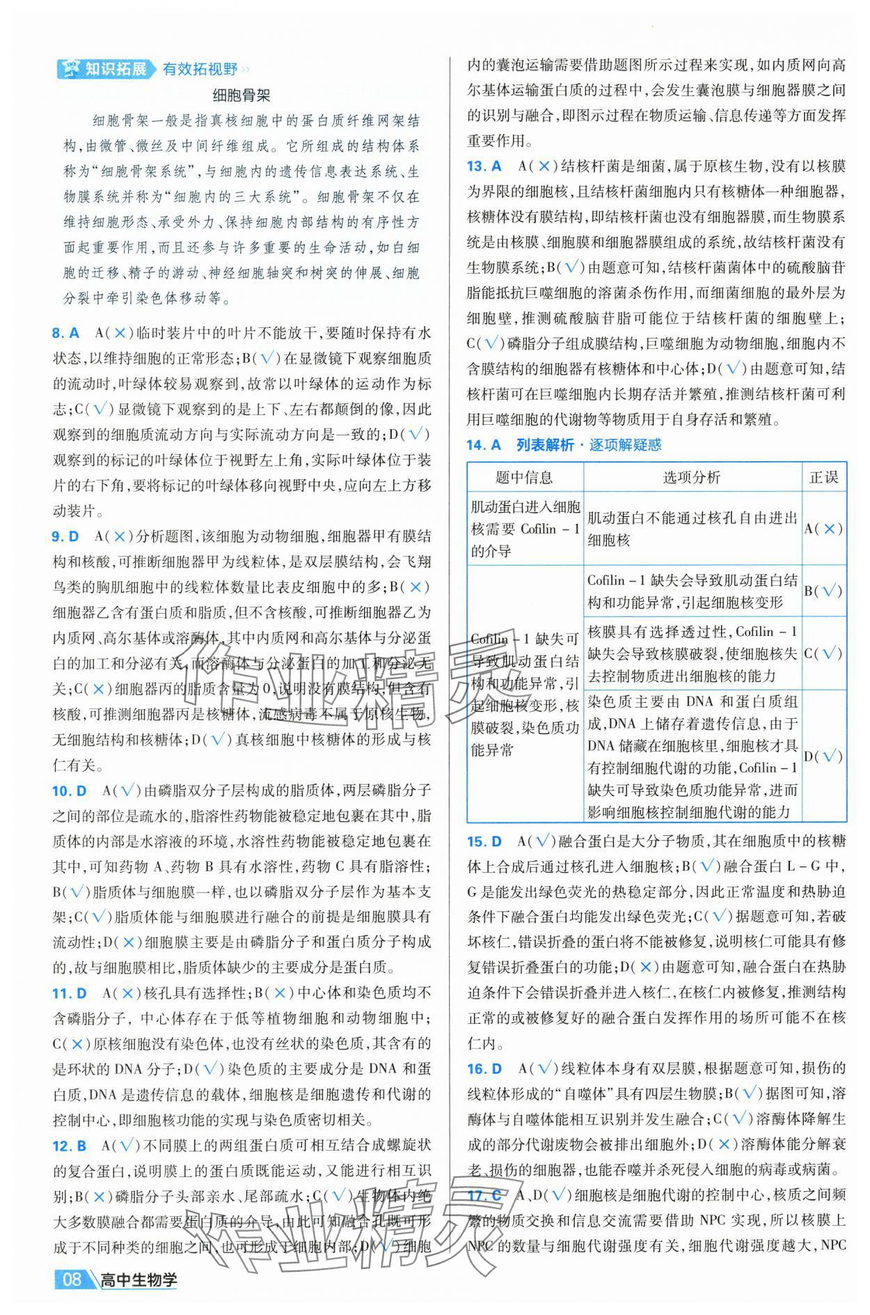 2025年金考卷名師名題單元雙測(cè)卷高中生物必修1人教版 第8頁(yè)