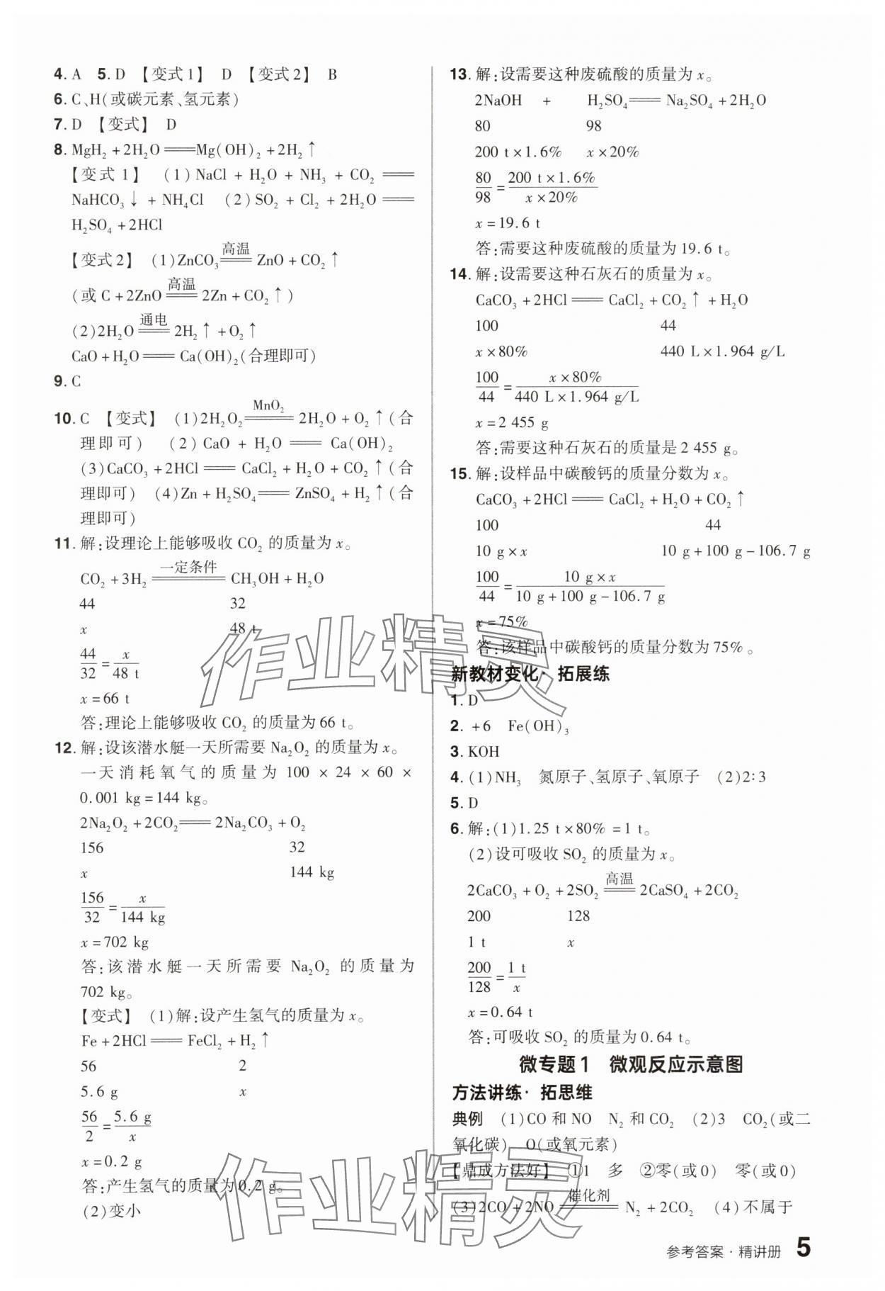 2025年鼎成中考精準提分化學河南專版 參考答案第5頁