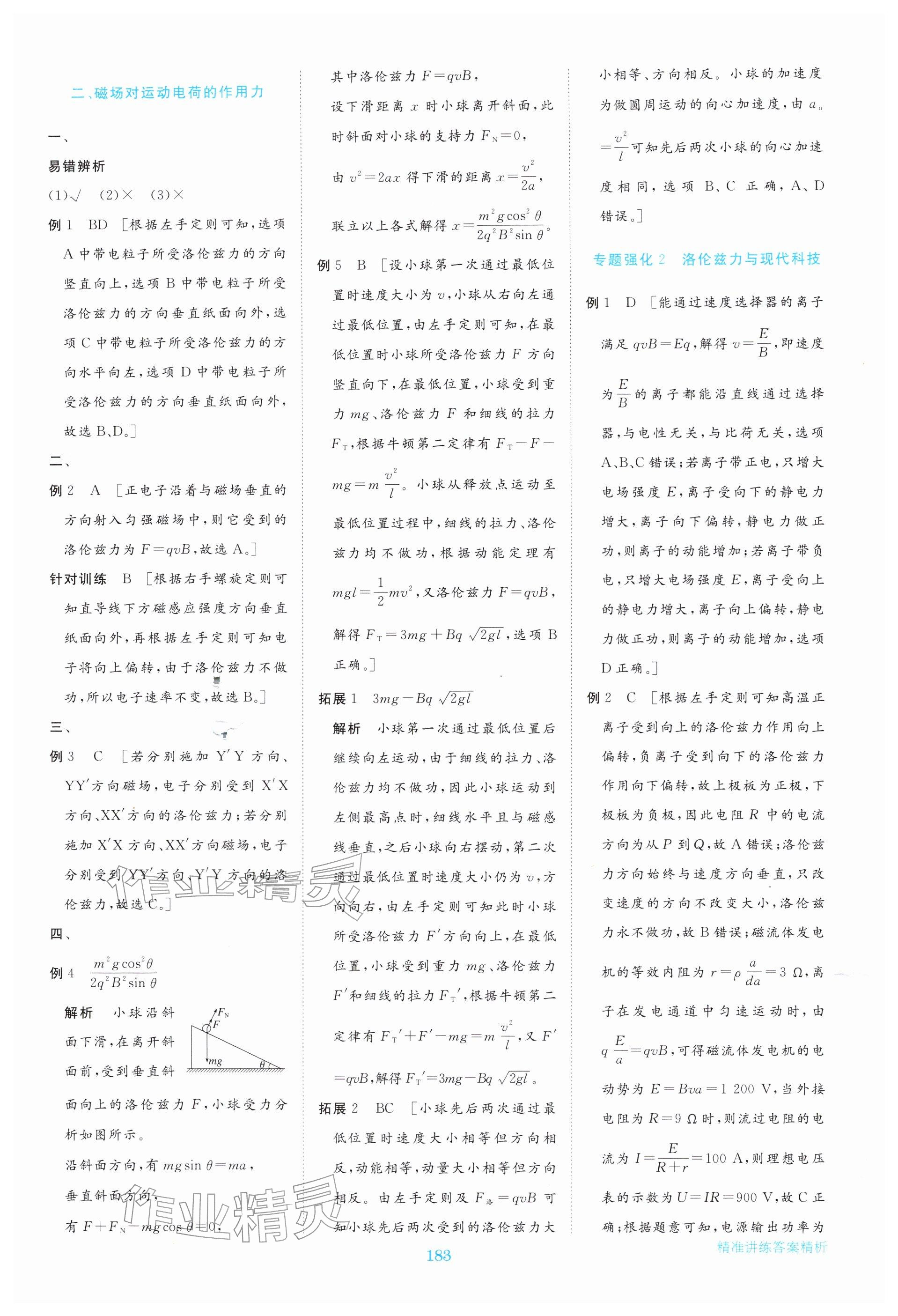 2025年步步高精准讲练物理选择性必修第二册&nbsp;参考答案第2页