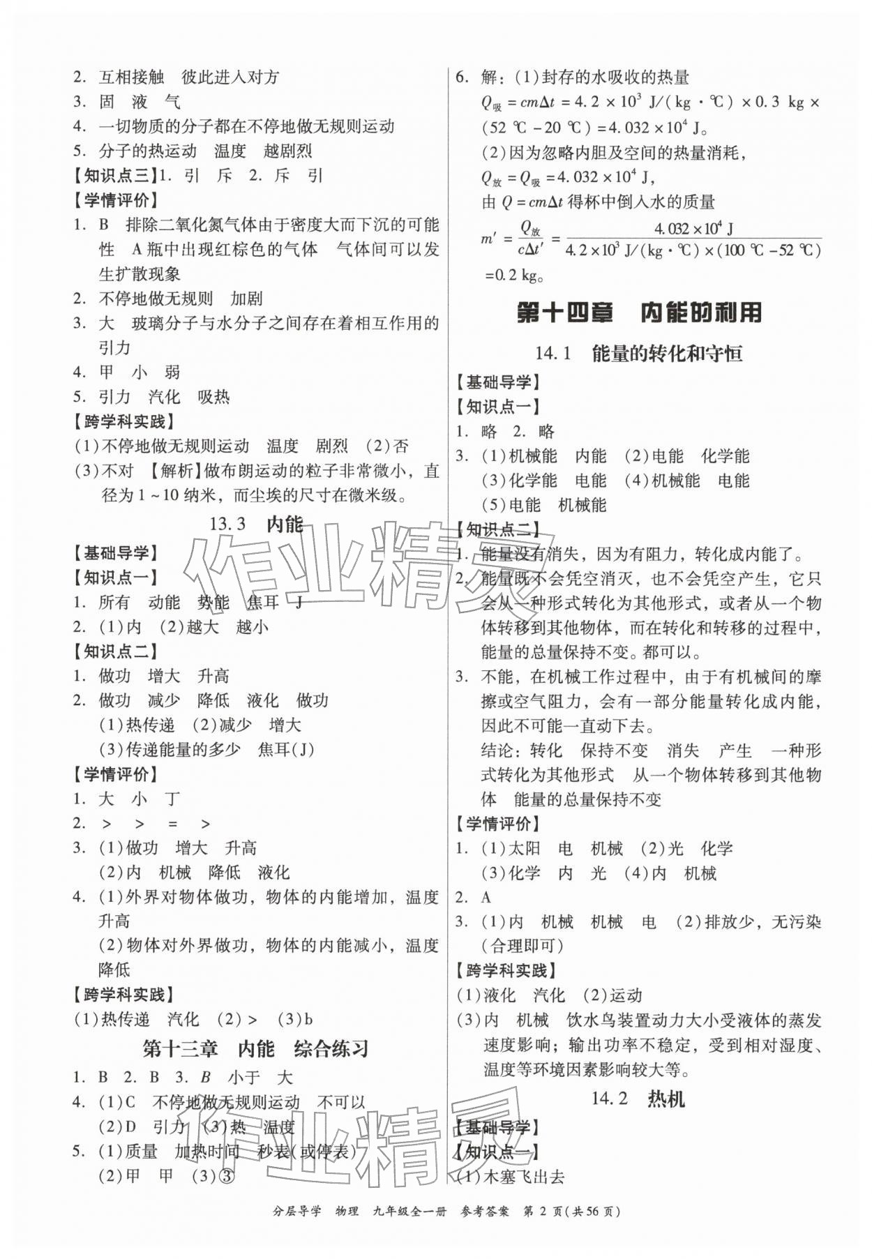 2025年分层导学九年级物理全一册人教版 第2页