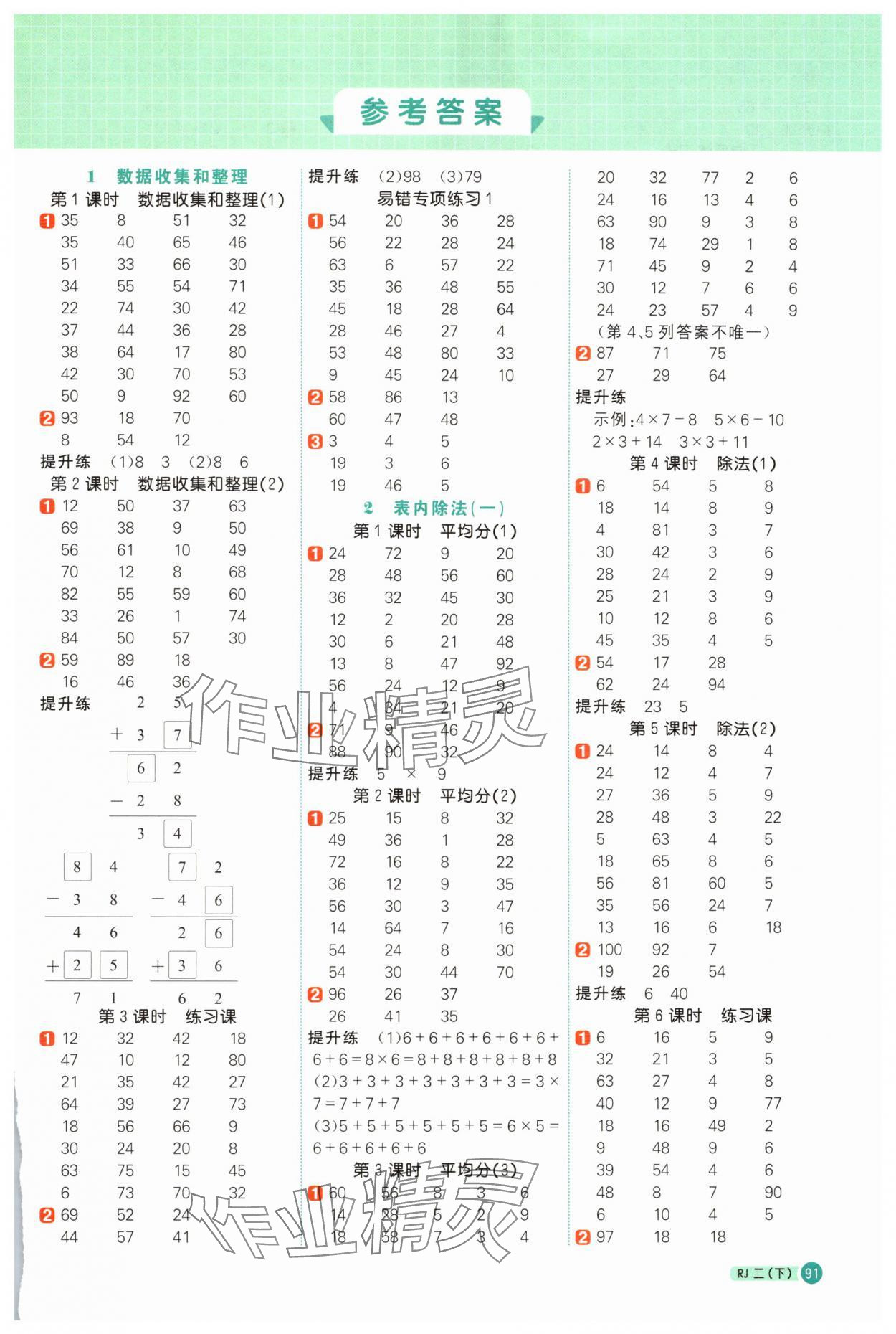 2025年阳光同学计算小达人二年级数学下册人教版福建专版 第1页