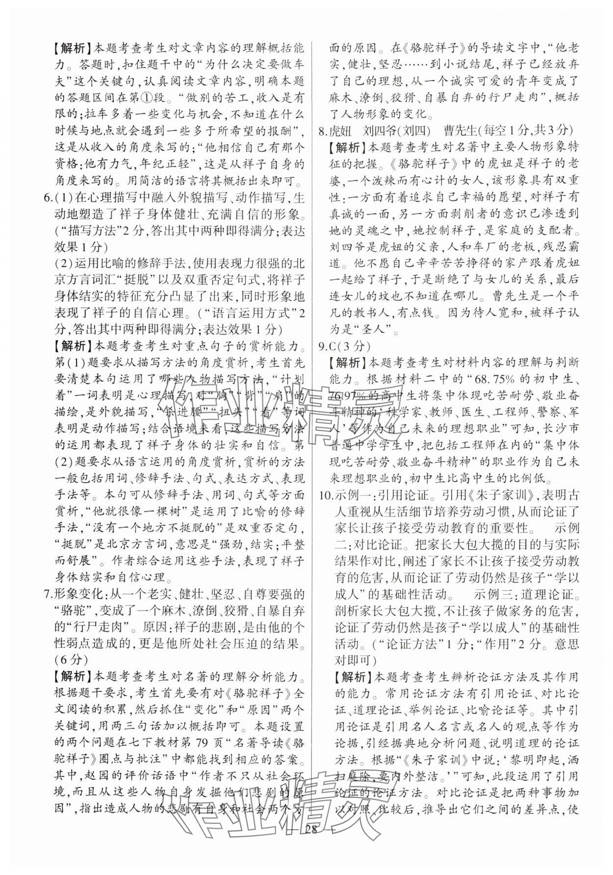 2025年秒殺中考語文安徽專版 參考答案第28頁