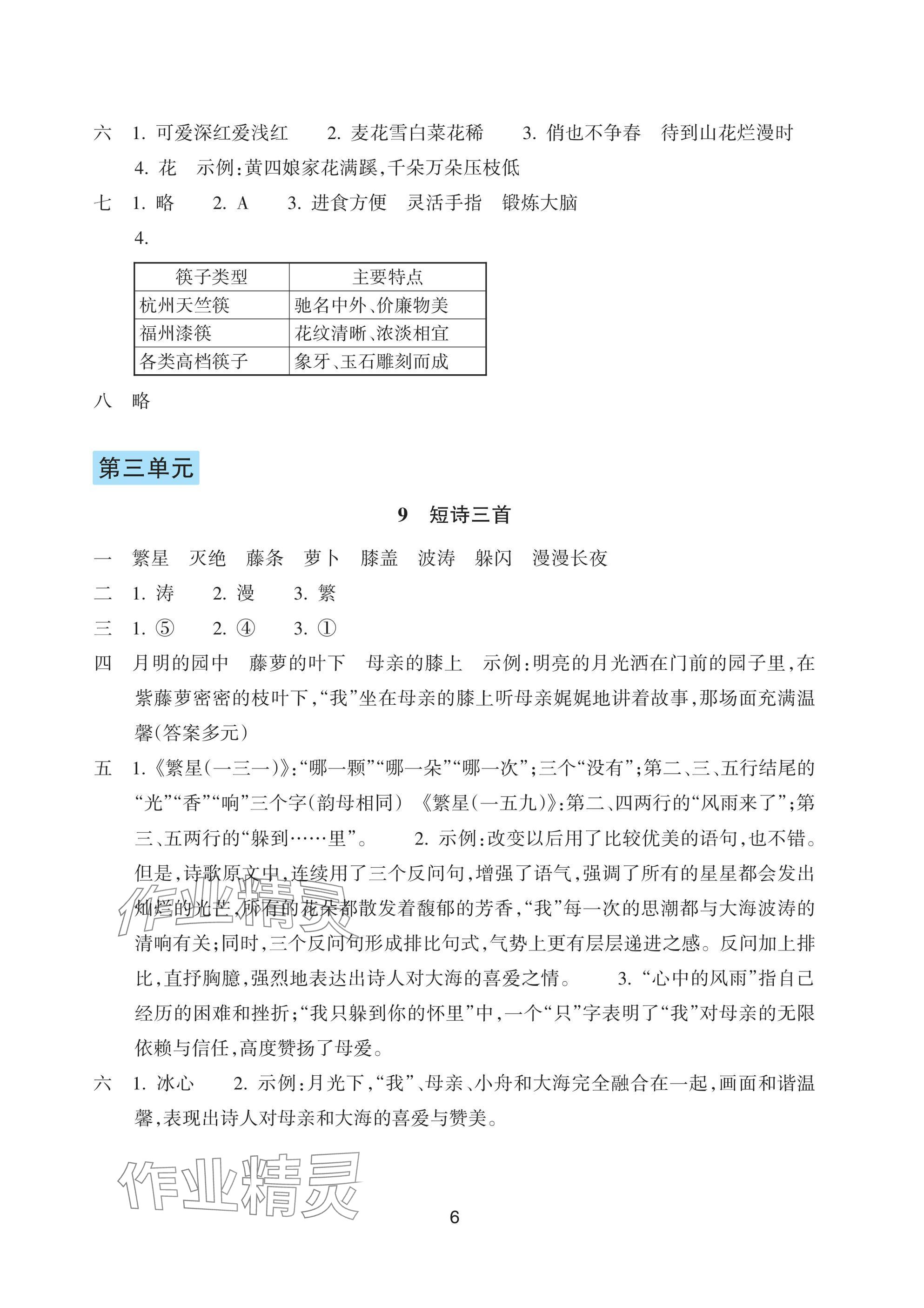 2025年預(yù)學(xué)與導(dǎo)學(xué)四年級語文下冊人教版 參考答案第6頁