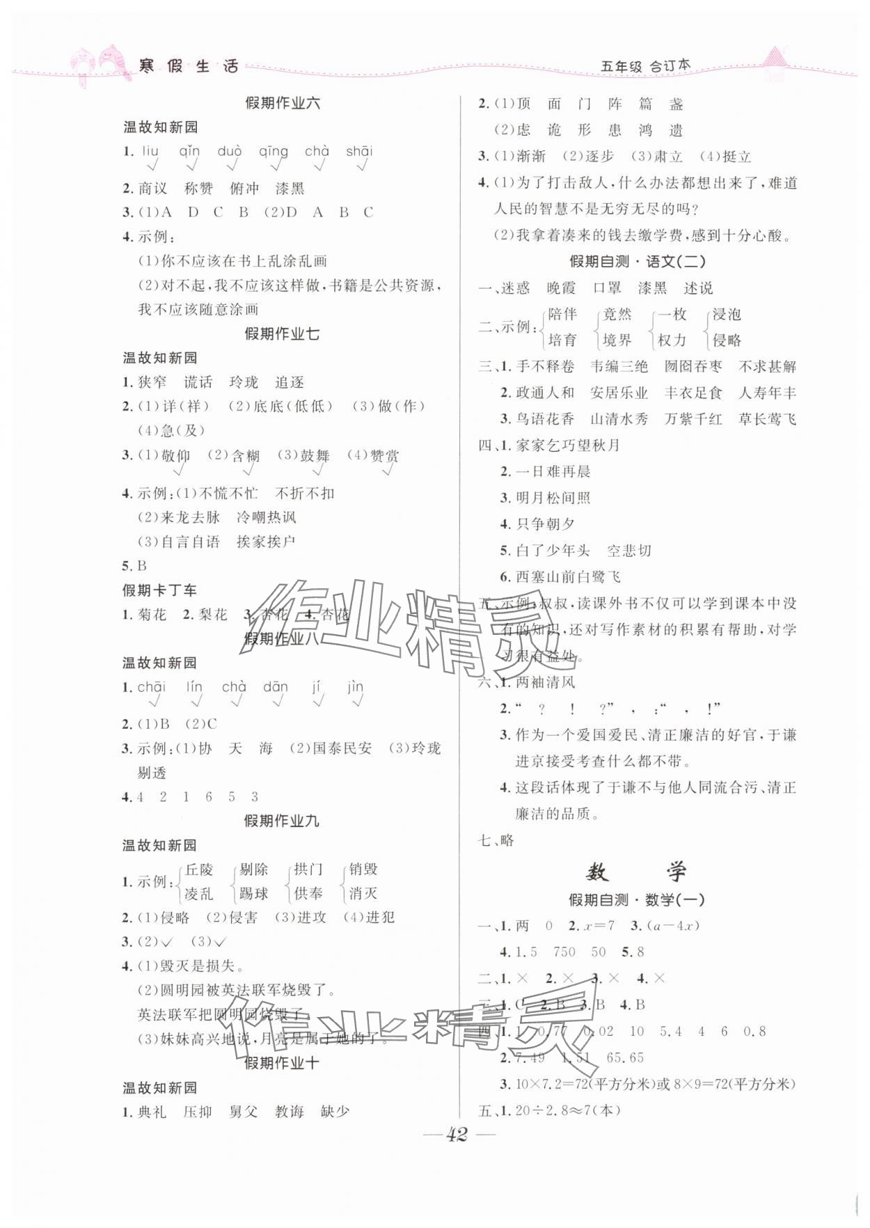2024年寒假生活北京师范大学出版社五年级综合人教版 第2页
