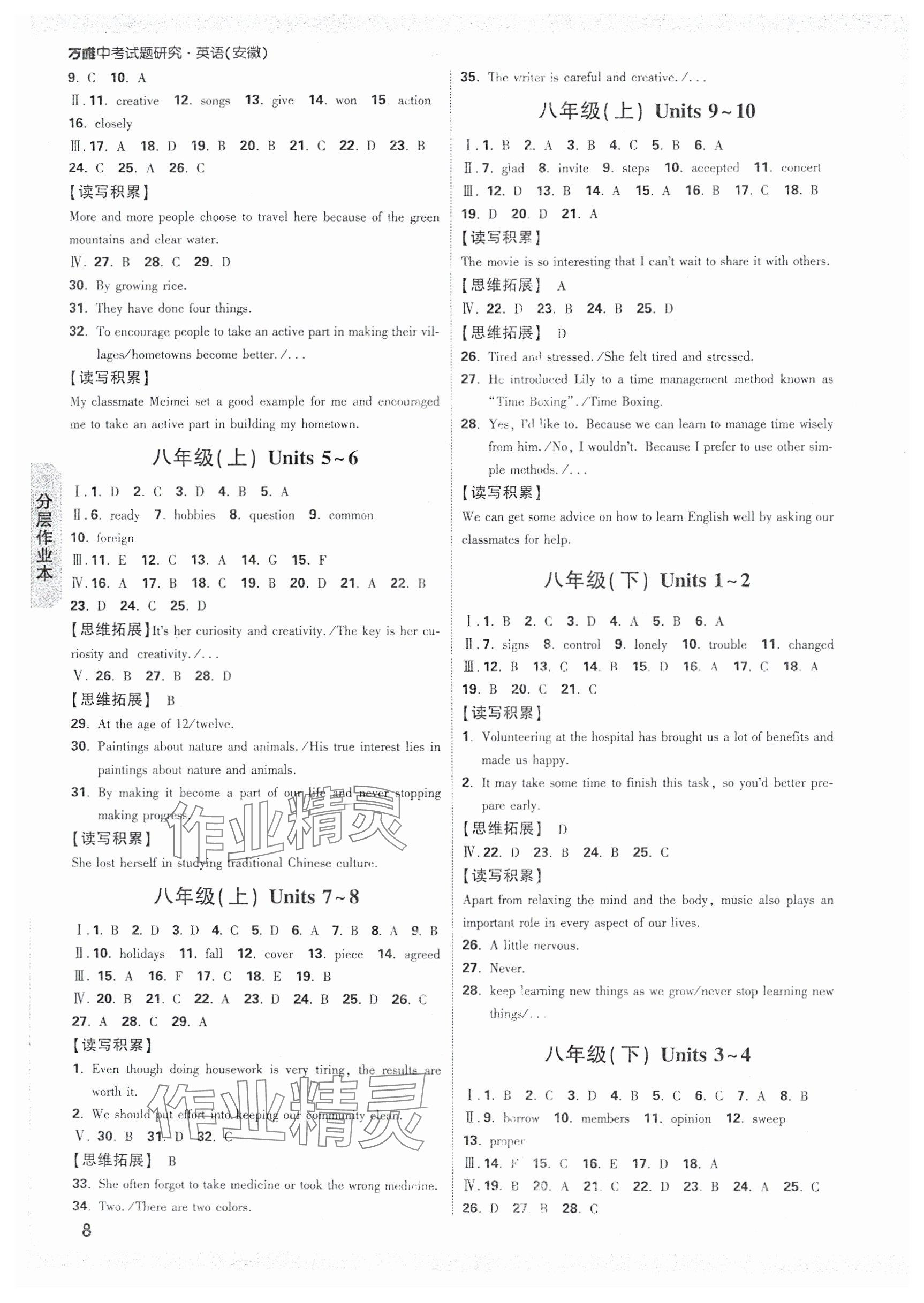 2025年万唯中考试题研究九年级英语安徽专版 第8页
