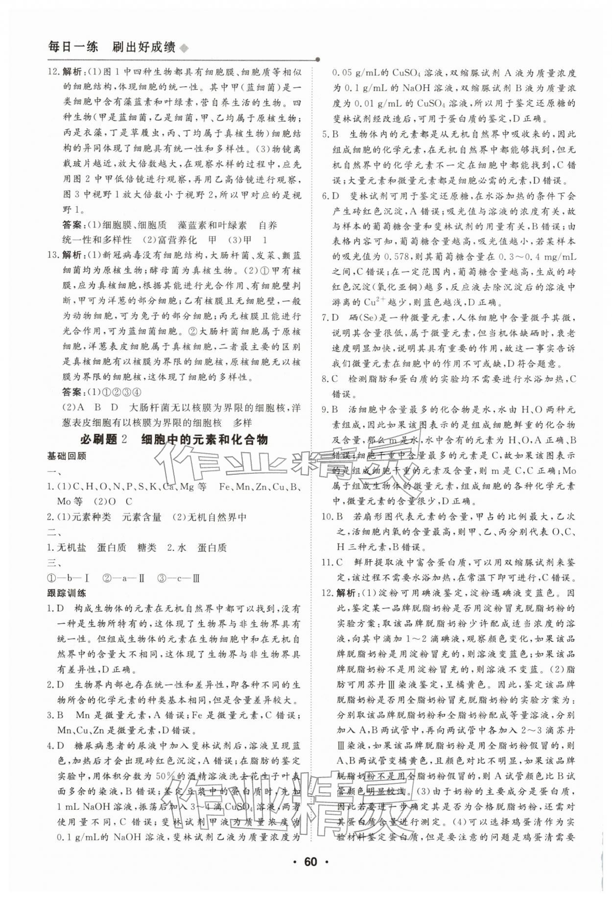 2026年高中假日必刷题高一生物&nbsp;第2页