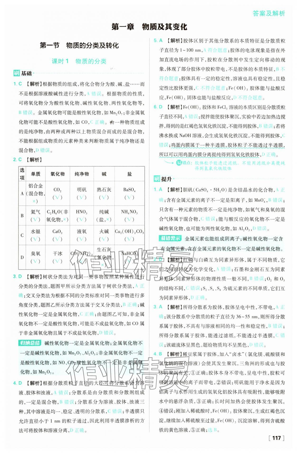2025年高中必刷題化學(xué)必修第一冊人教版 參考答案第1頁