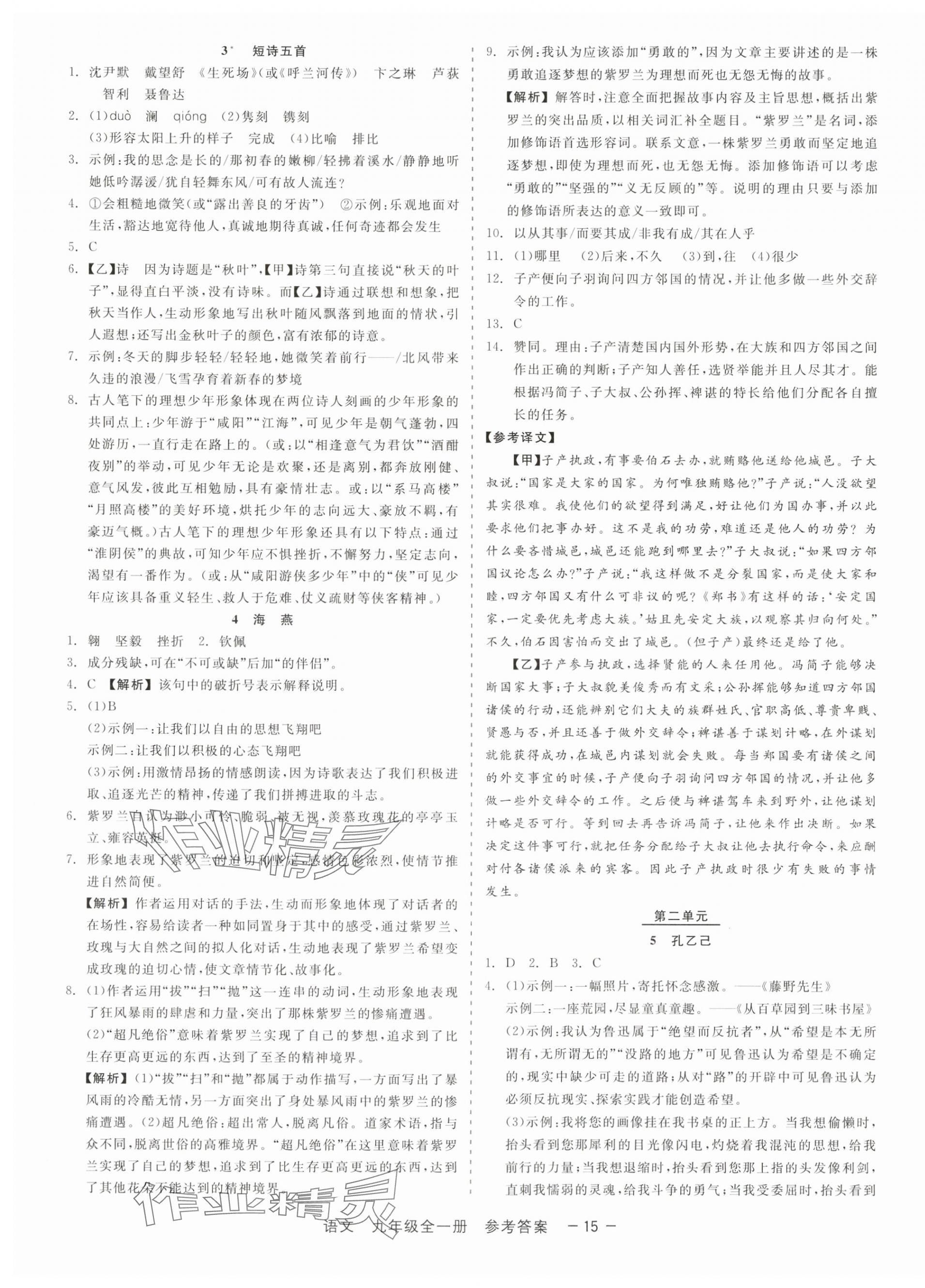 2025年精彩三年就練這一本九年級語文全一冊人教版 第15頁