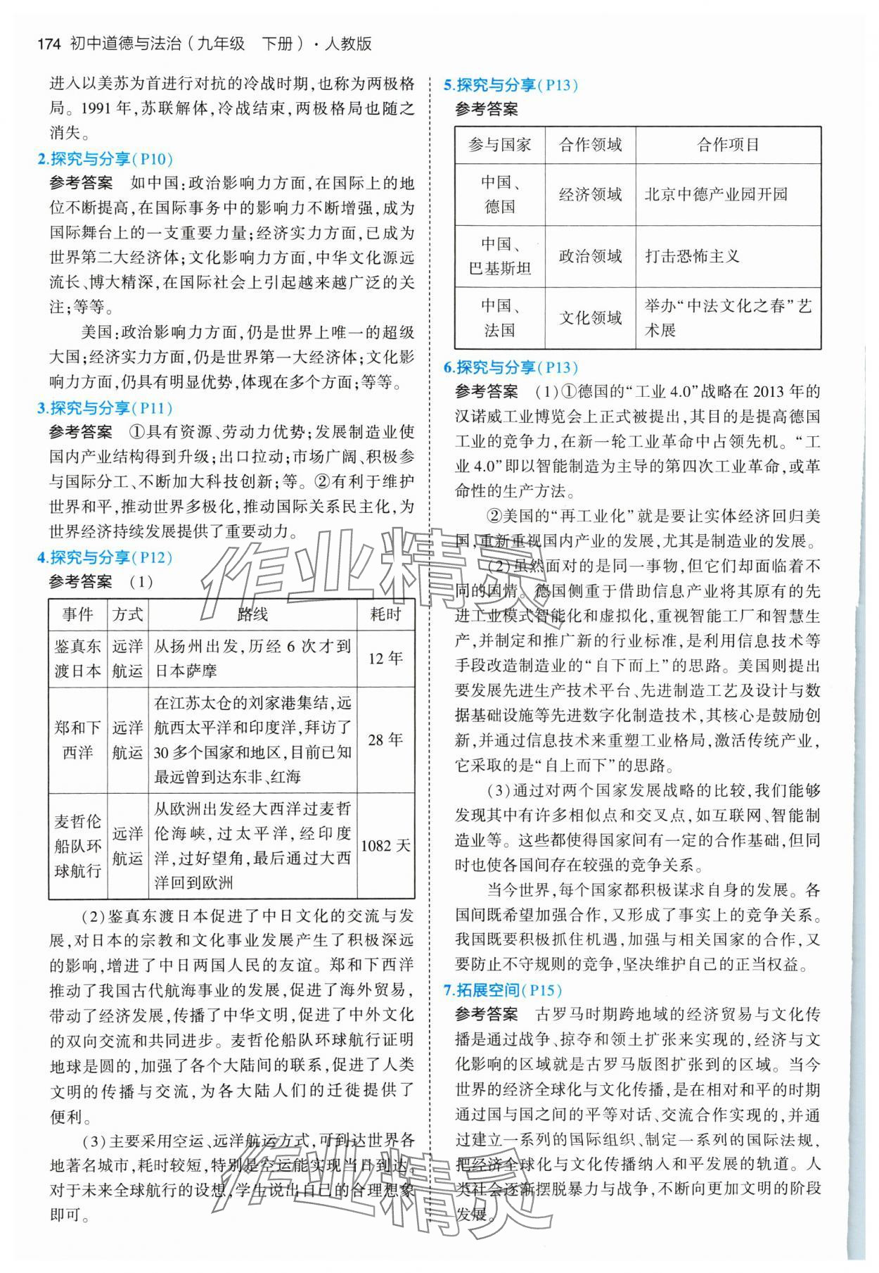 2024年教材課本九年級道德與法治下冊人教版 參考答案第2頁