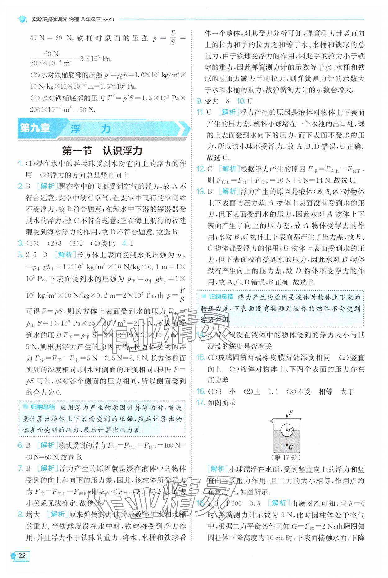 2025年實驗班提優(yōu)訓(xùn)練八年級物理下冊滬科版 參考答案第22頁