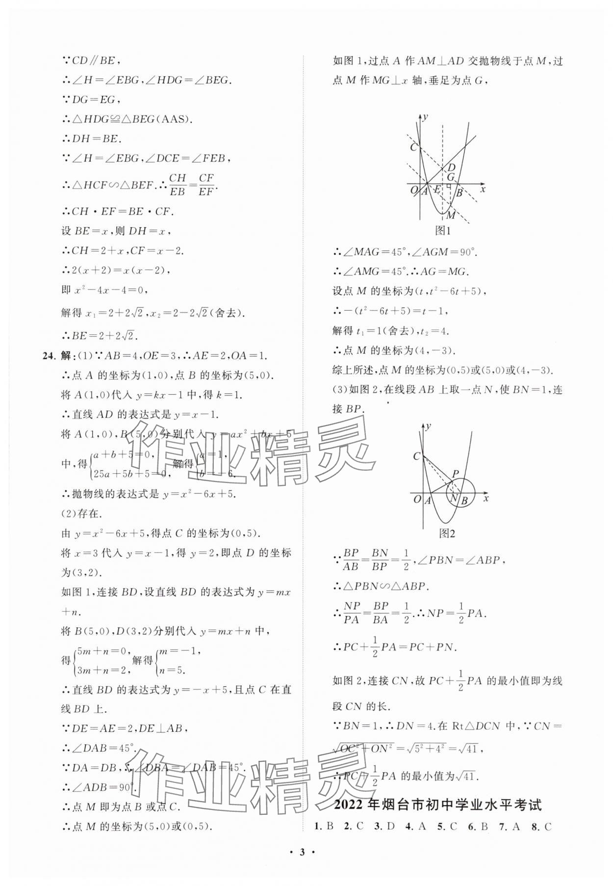 2024年初中總復習手冊分層專題卷數學五四制煙臺專版 參考答案第3頁