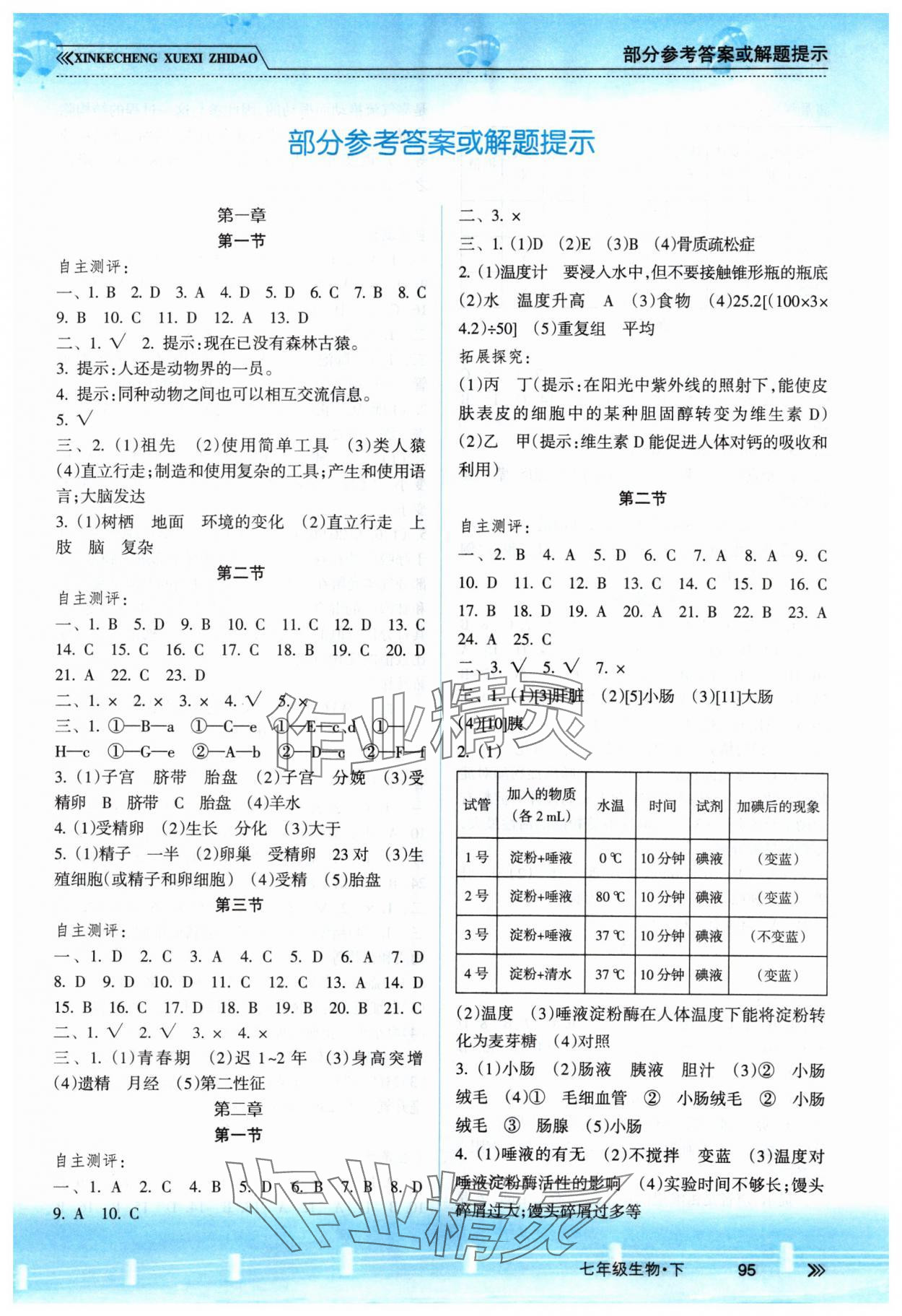 2024年新课程学习指导南方出版社七年级生物下册人教版 第1页