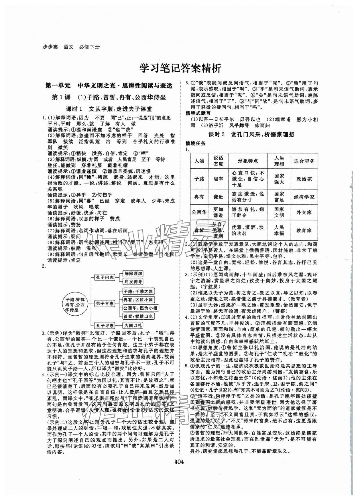 2024年步步高學習筆記高中語文必修下冊 參考答案第1頁