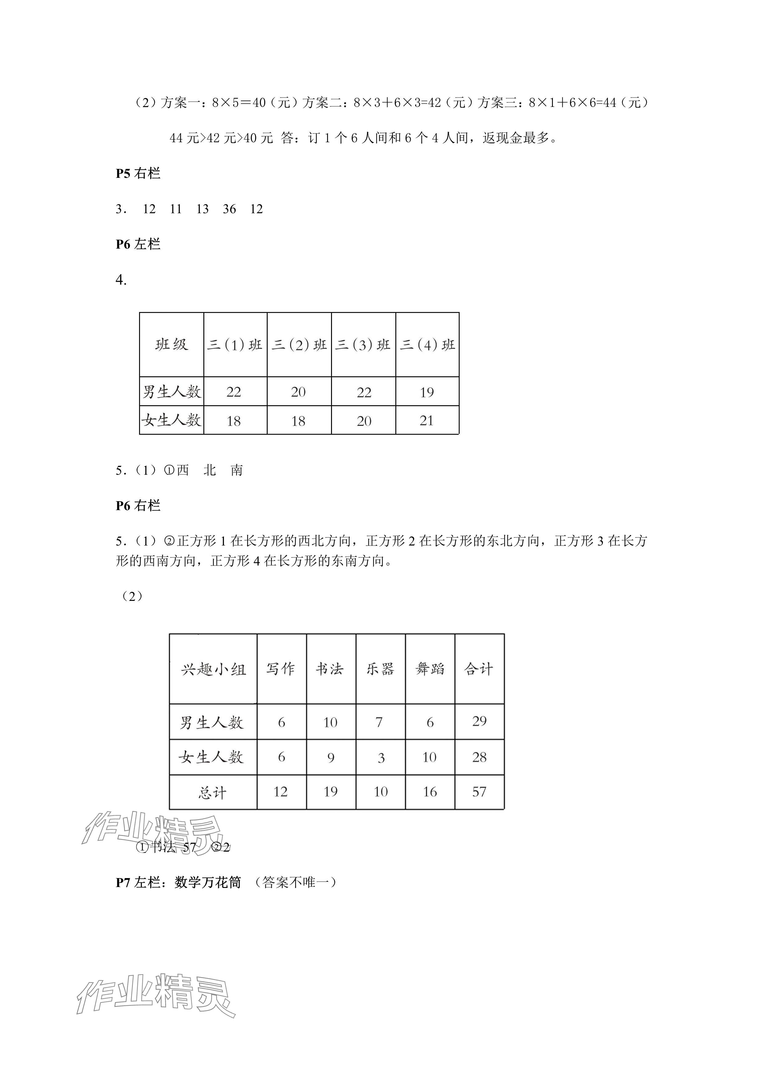 2024年暑假作业安徽少年儿童出版社三年级数学人教版 参考答案第2页