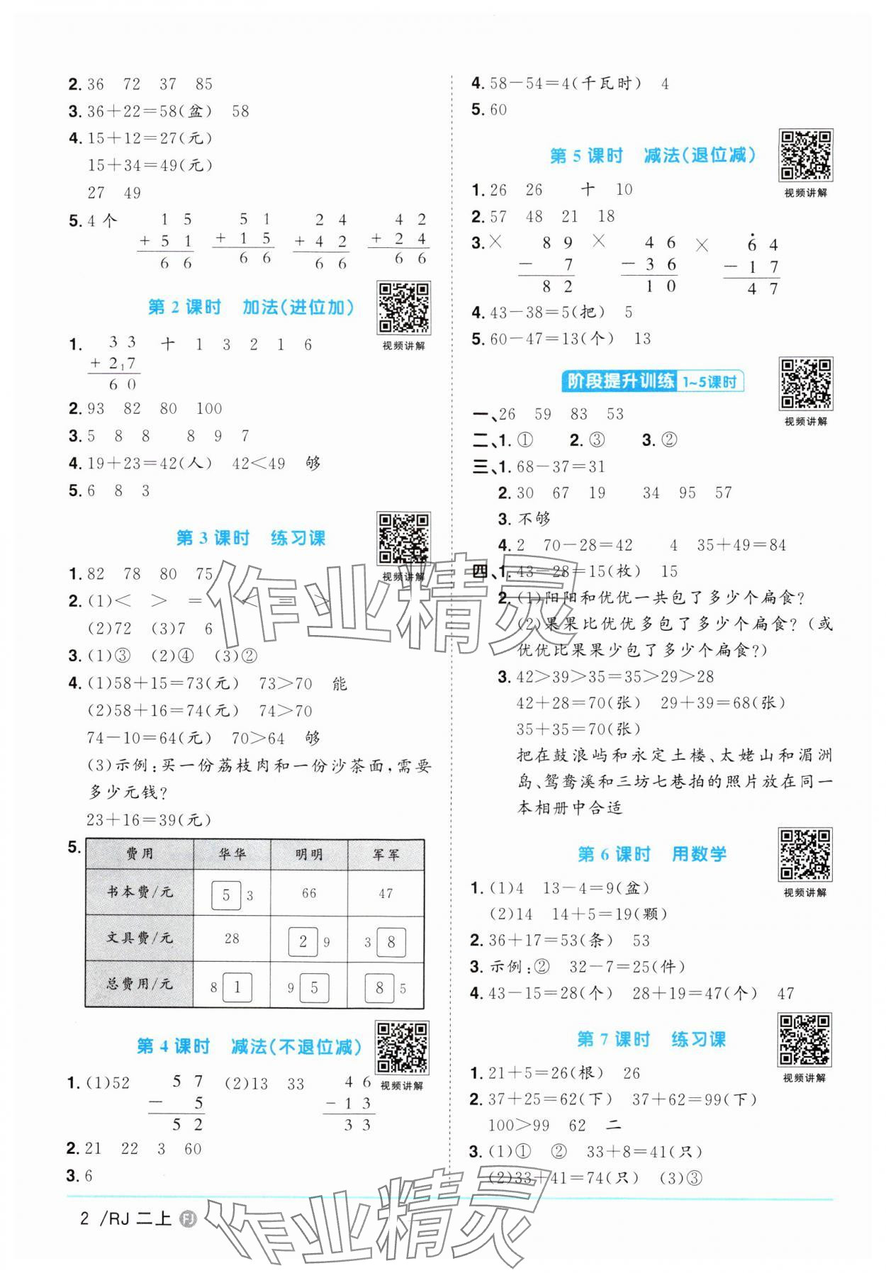 2024年阳光同学课时优化作业二年级数学上册人教版福建专版 第2页