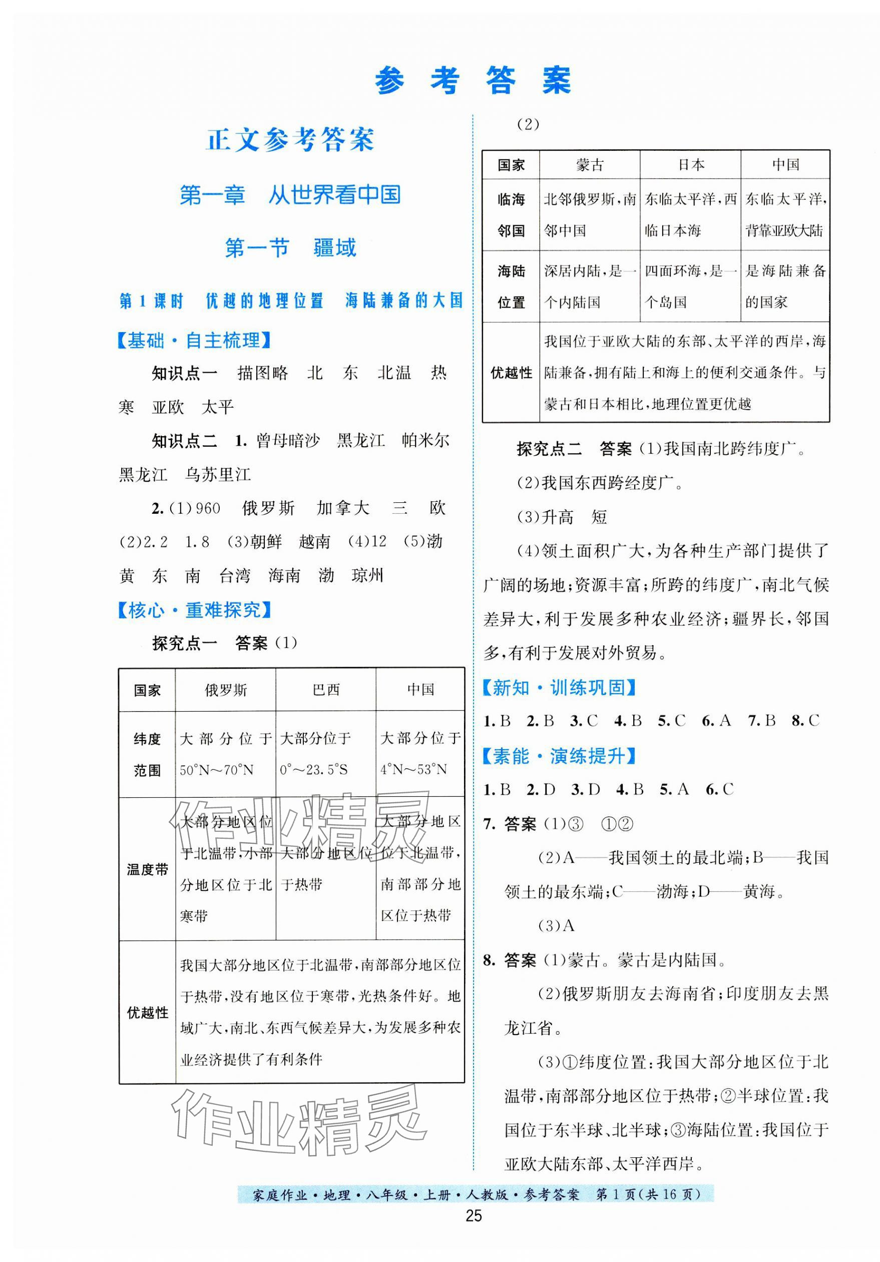 2023年家庭作業(yè)八年級(jí)地理上冊(cè)人教版 第1頁(yè)