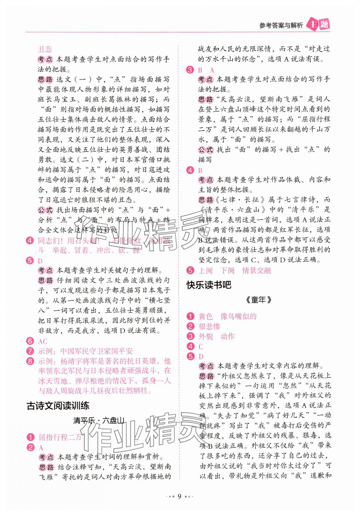 2024年主題閱讀訓練100分六年級語文人教版浙江專版 第9頁