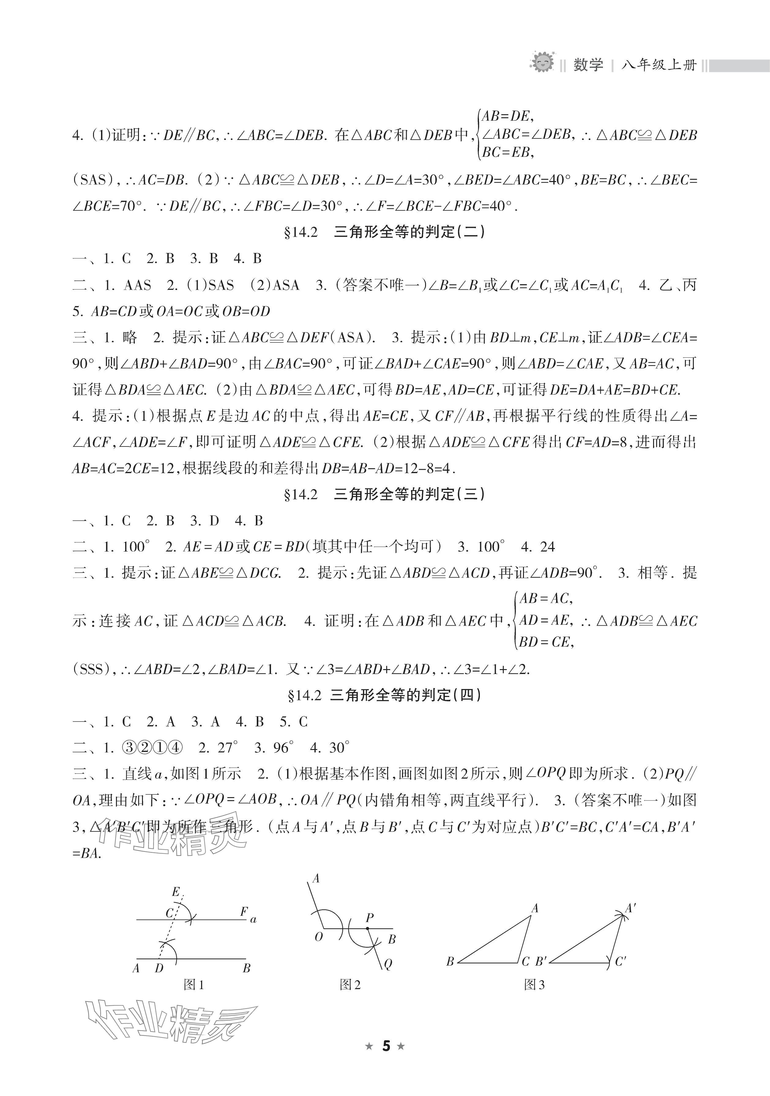 2025年新课程课堂同步练习册八年级数学上册人教版 参考答案第5页