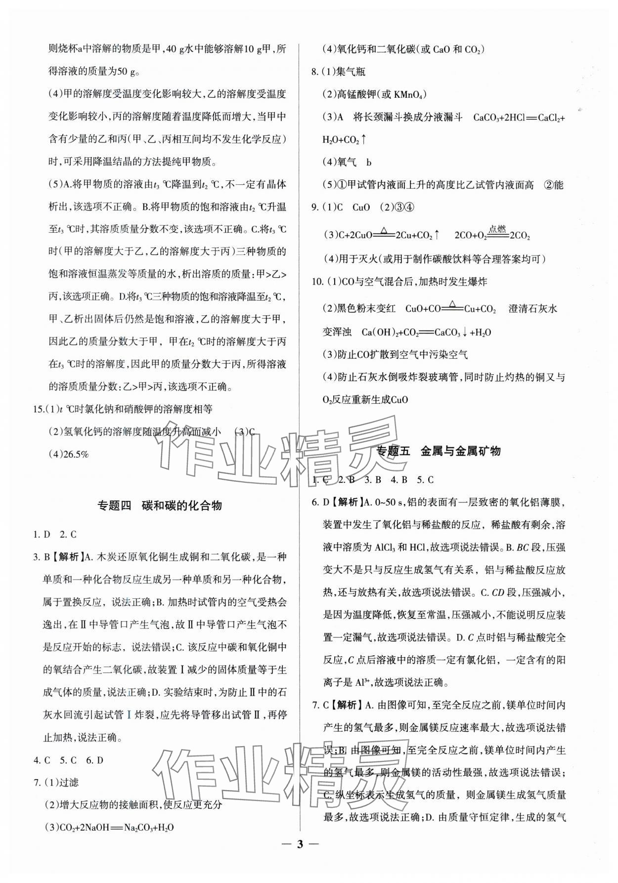 2025年中考真題分類集訓(xùn)化學(xué) 參考答案第3頁