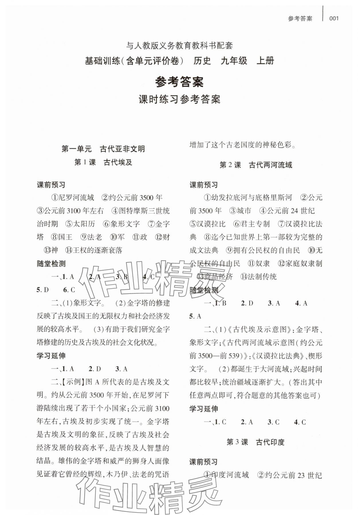 2025年基础训练大象出版社九年级历史上册人教版 第1页