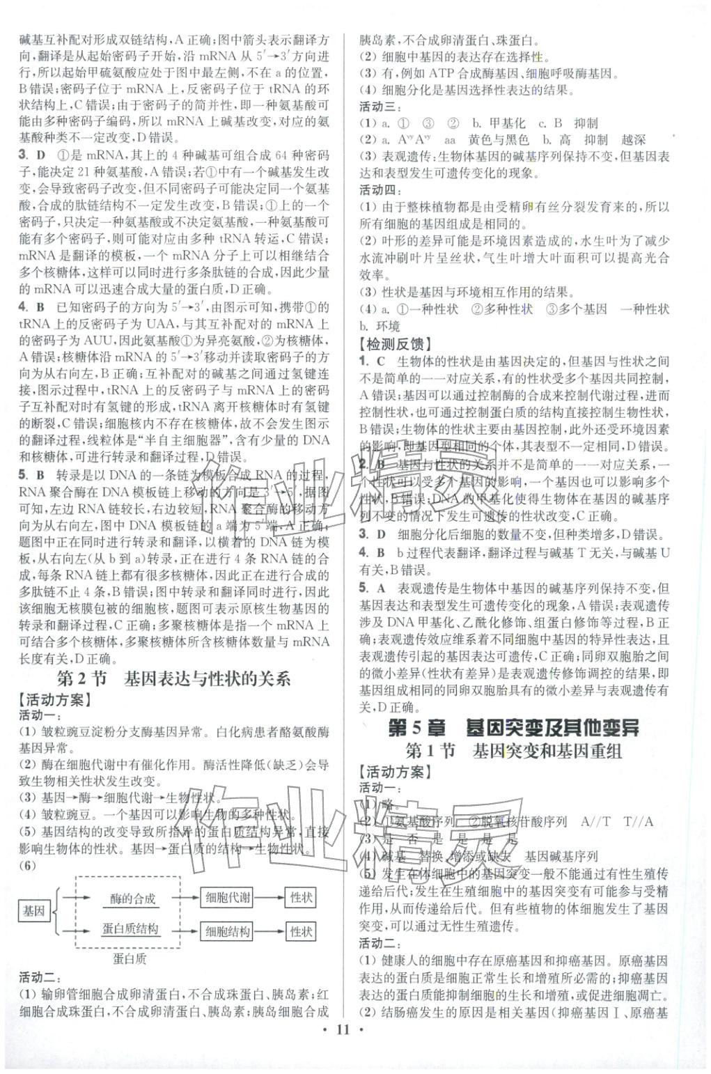 2025年活动单导学课程高中生物必修第二册人教版&nbsp;第11页