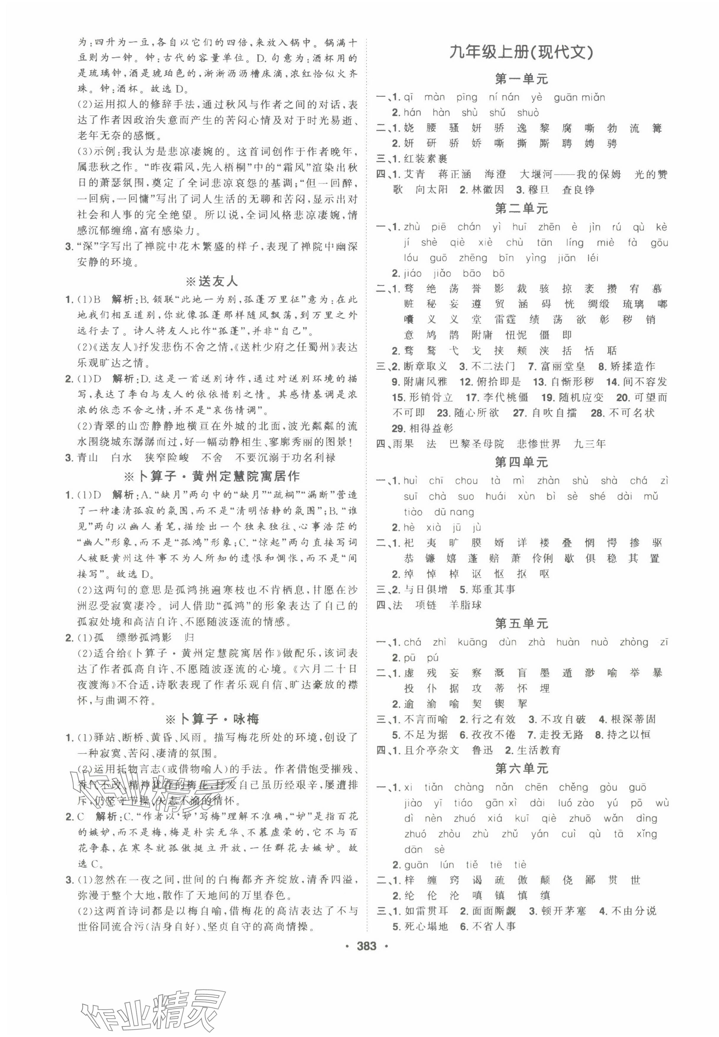2025年智慧大課堂學業總復習全程精練語文中考人教版 參考答案第27頁
