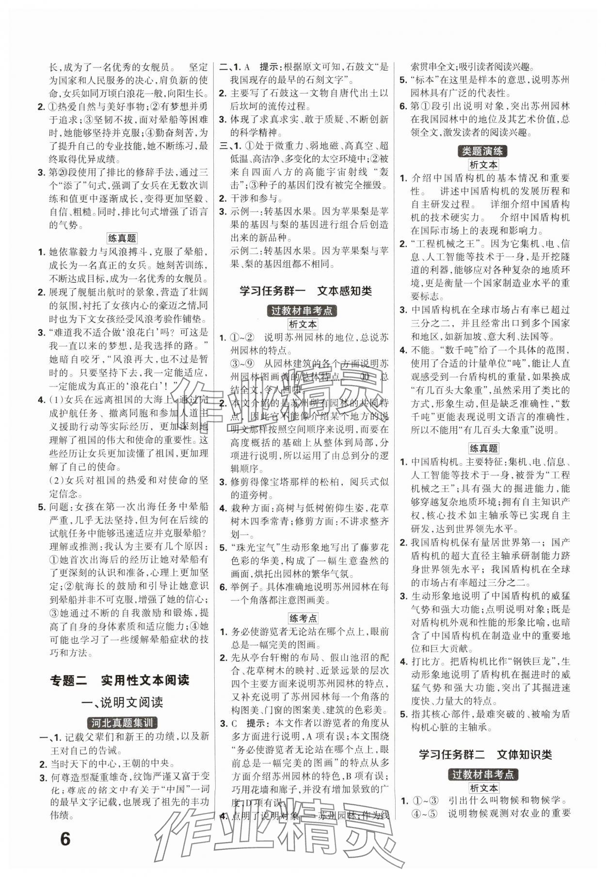 2025年全優(yōu)中考系統(tǒng)總復(fù)習(xí)語文河北專版 參考答案第6頁