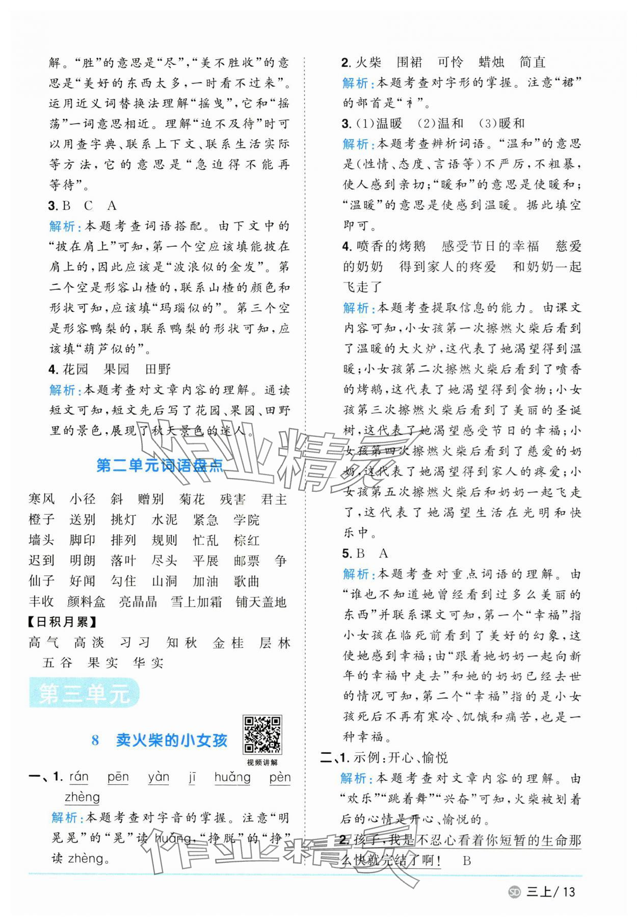 2024年陽光同學(xué)課時優(yōu)化作業(yè)三年級語文上冊人教版菏澤專版 第13頁