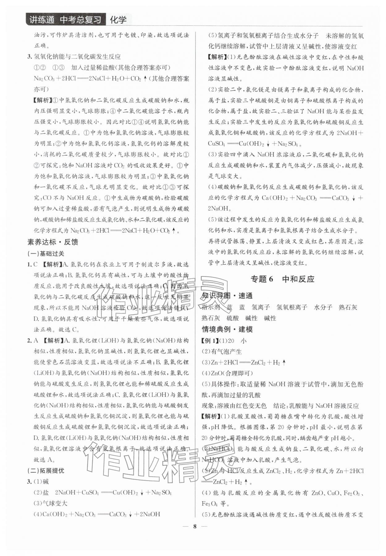 2026年廣東名師講練通中考總復習化學深圳專版&nbsp;參考答案第8頁