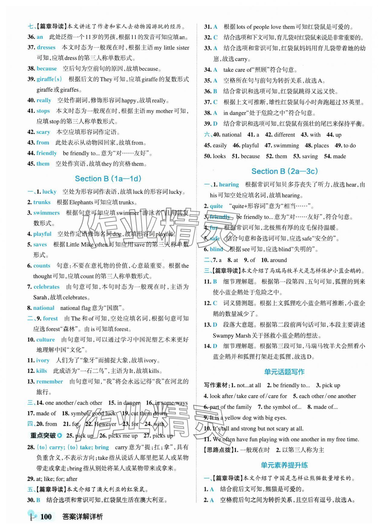 2025年初中学霸创新题七年级英语下册人教版 参考答案第2页