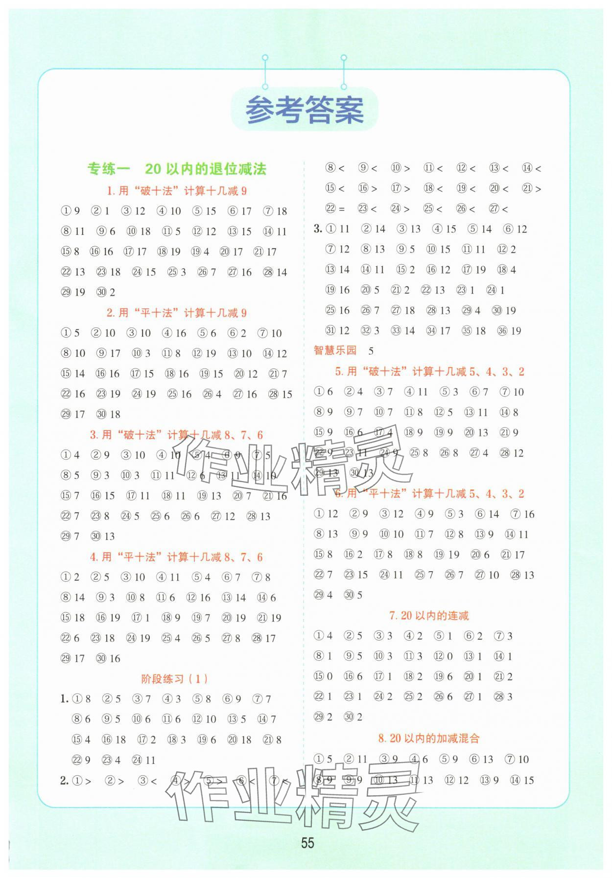 2025年易错题口算一年级数学下册人教版&nbsp;第1页