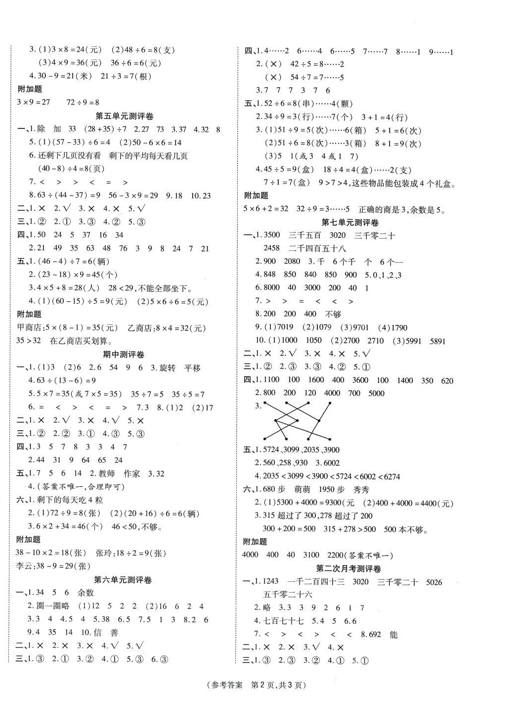 2024年激活思維智能優(yōu)選卷二年級數(shù)學(xué)下冊人教版 參考答案第2頁