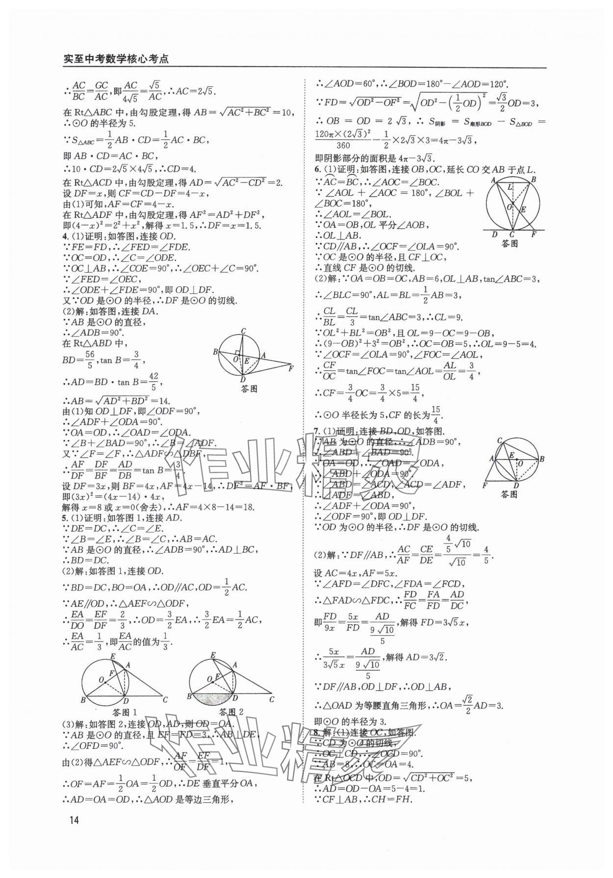 2025年中考核心考點(diǎn)精編數(shù)學(xué)成都專版 參考答案第14頁(yè)