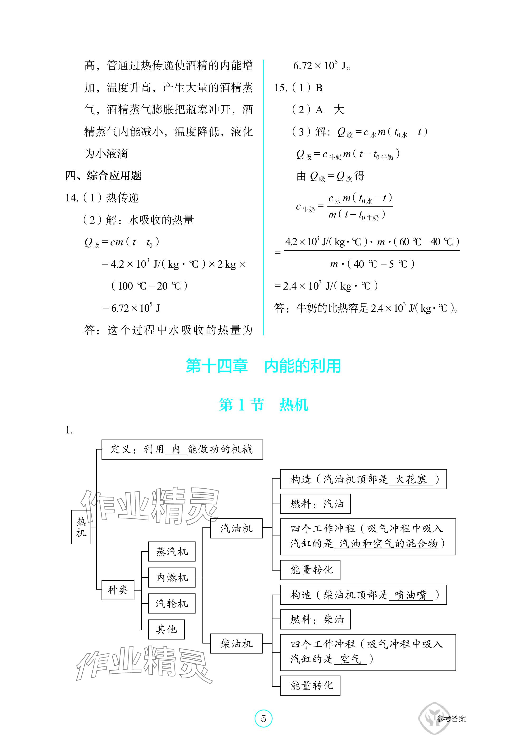 2023年學生基礎(chǔ)性作業(yè)九年級物理全一冊人教版 參考答案第5頁