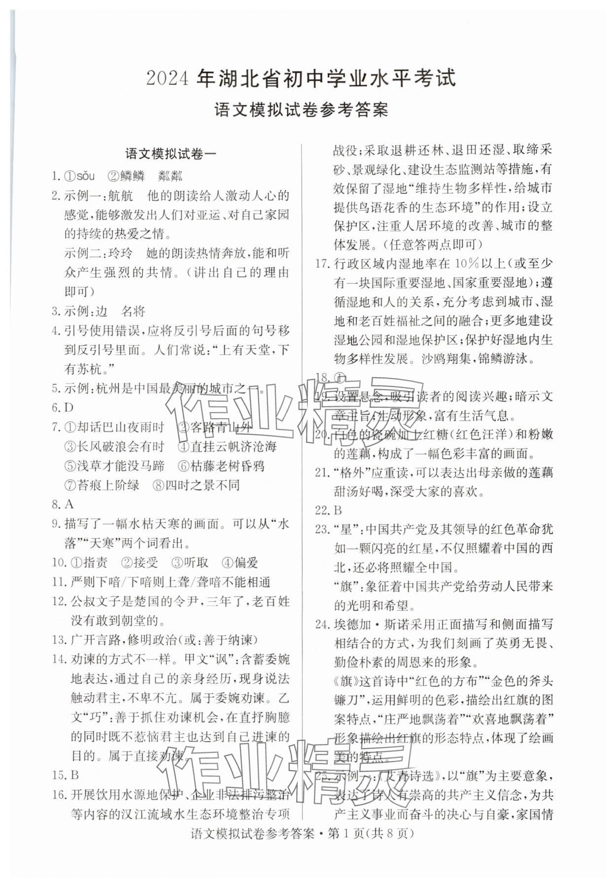 2024年全優標準卷中考沖冠語文中考人教版 第1頁