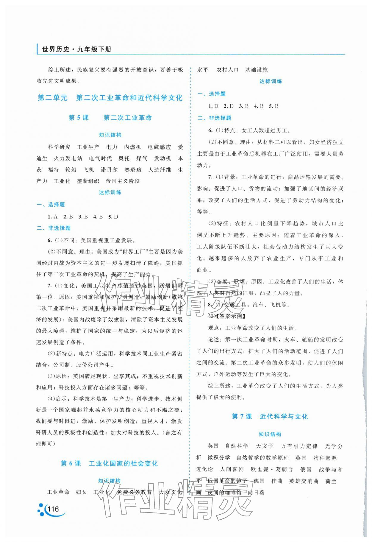 2026年新课程复习与提高九年级历史下册人教版&nbsp;参考答案第3页