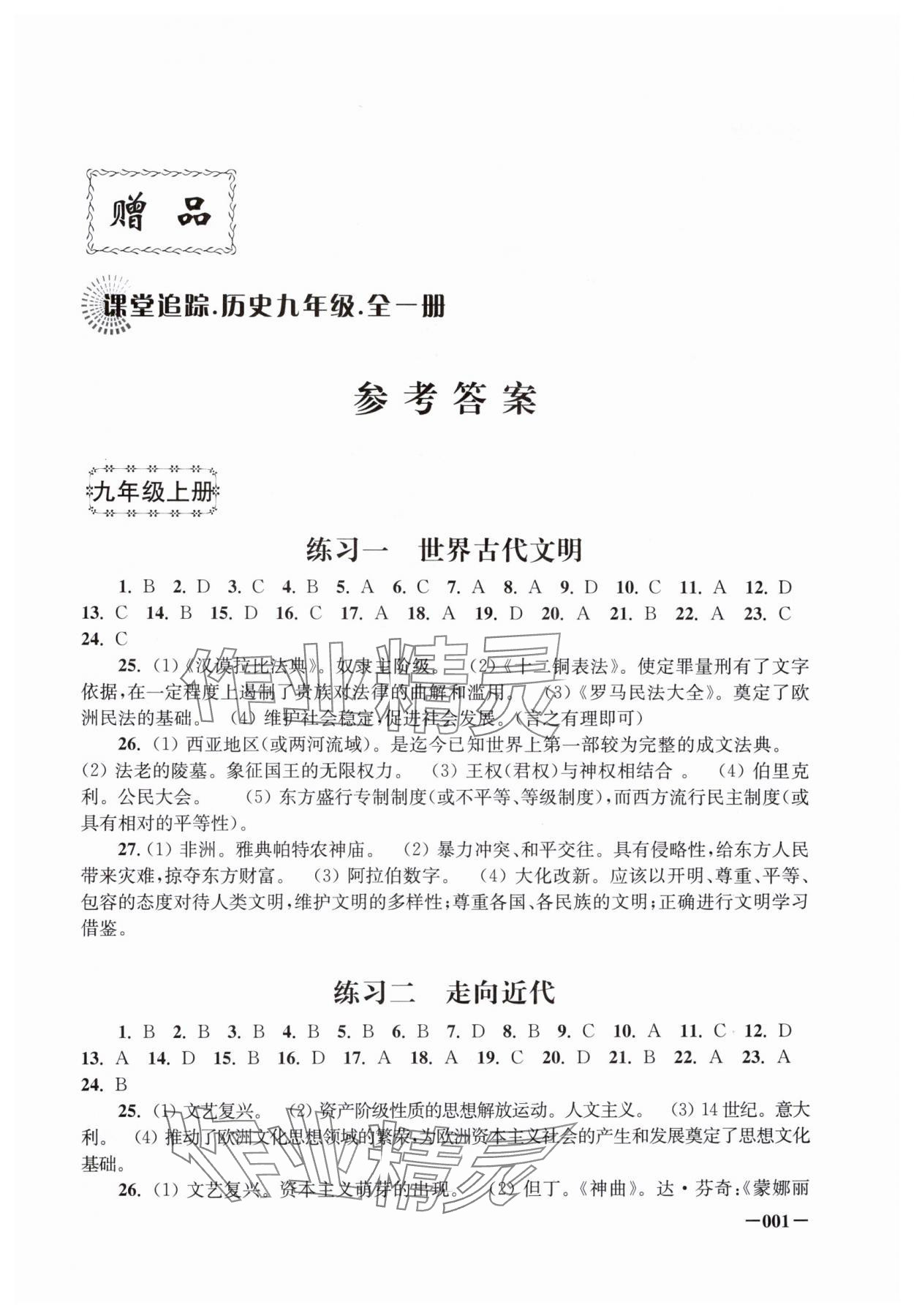 2024年課堂追蹤九年級(jí)歷史全一冊(cè)人教版 第1頁(yè)