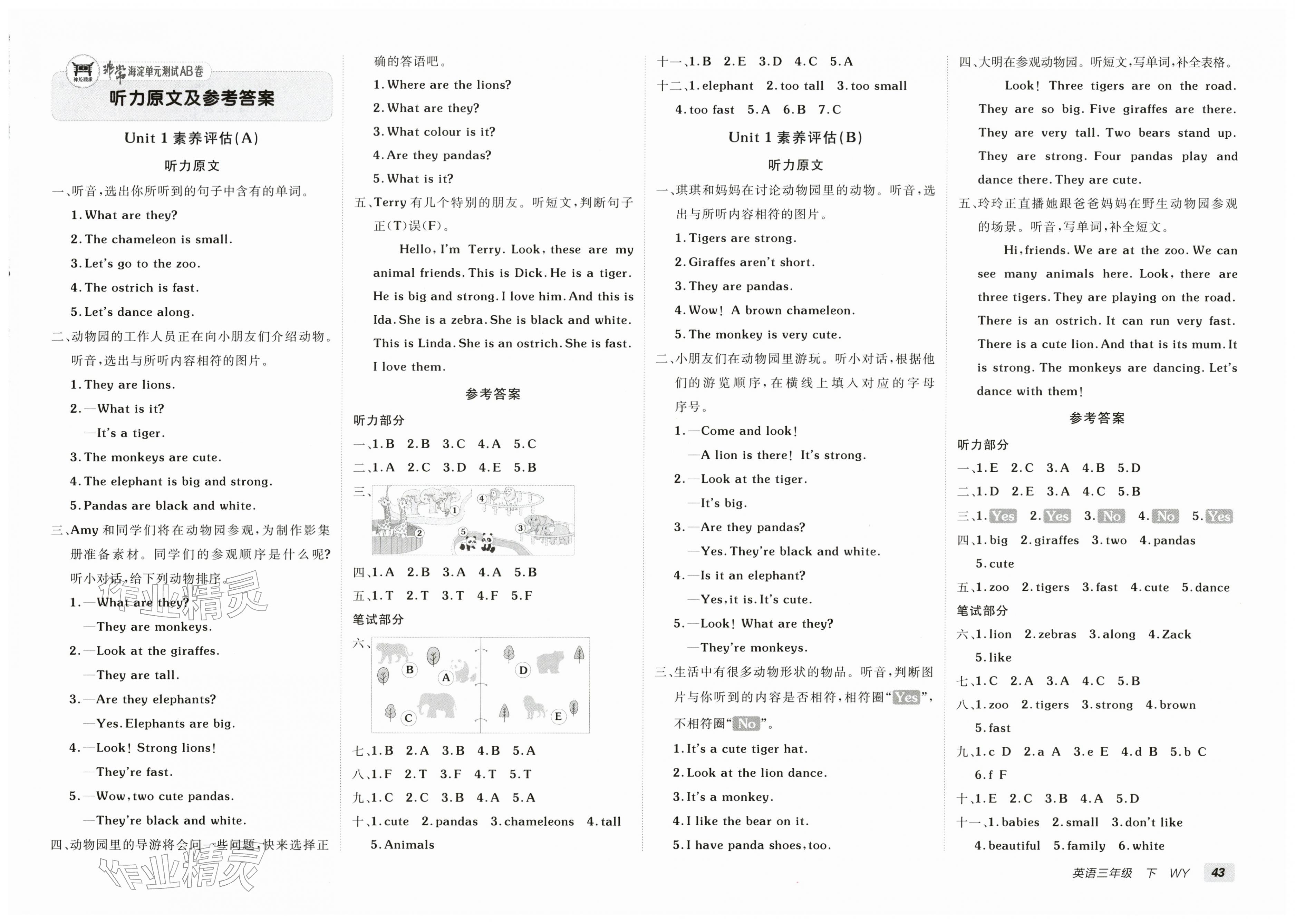 2026年海淀单元测试AB卷三年级英语下册外研版&nbsp;第1页