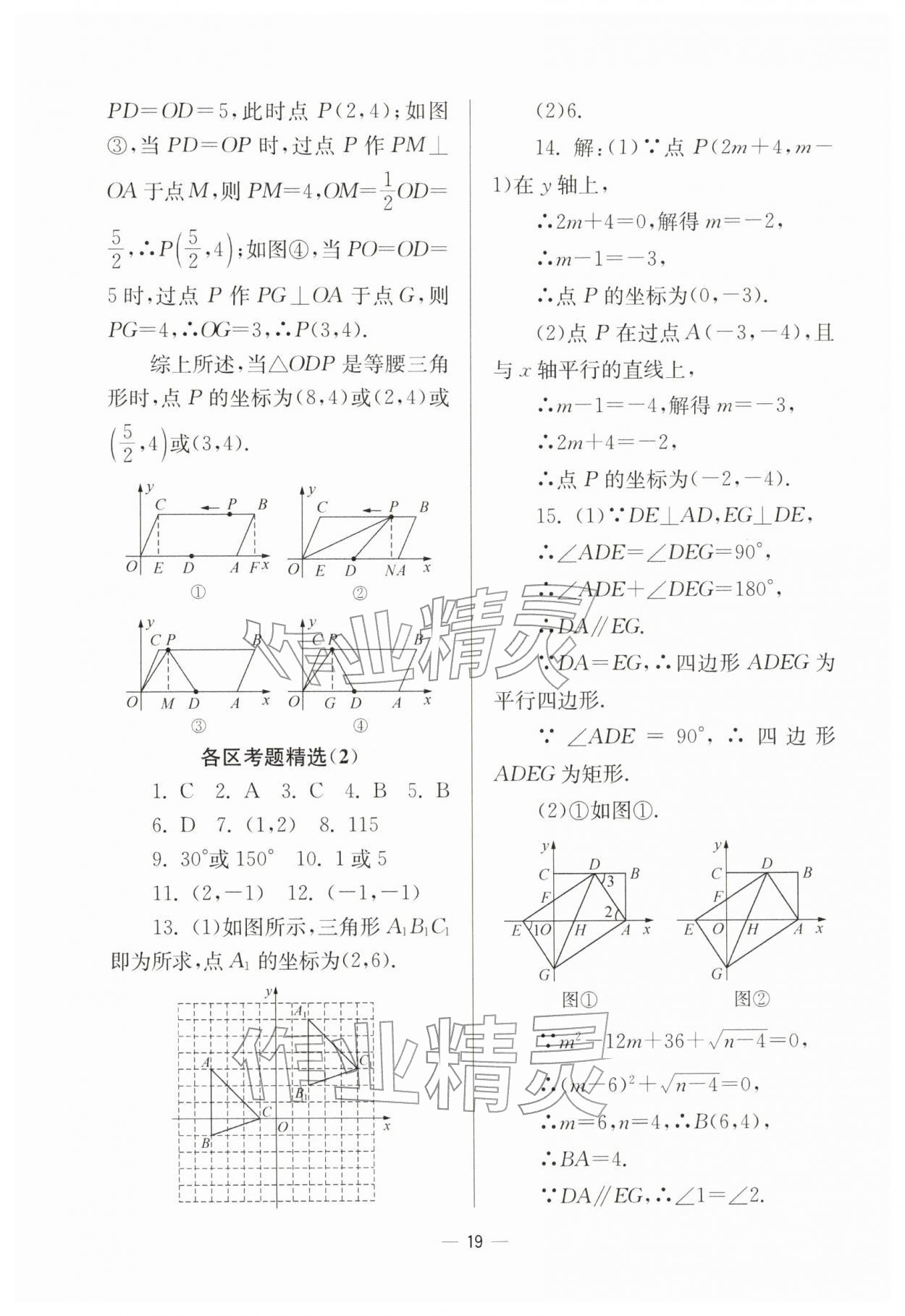 2026年中学生世界八年级数学下册沪教版54制&nbsp;参考答案第19页
