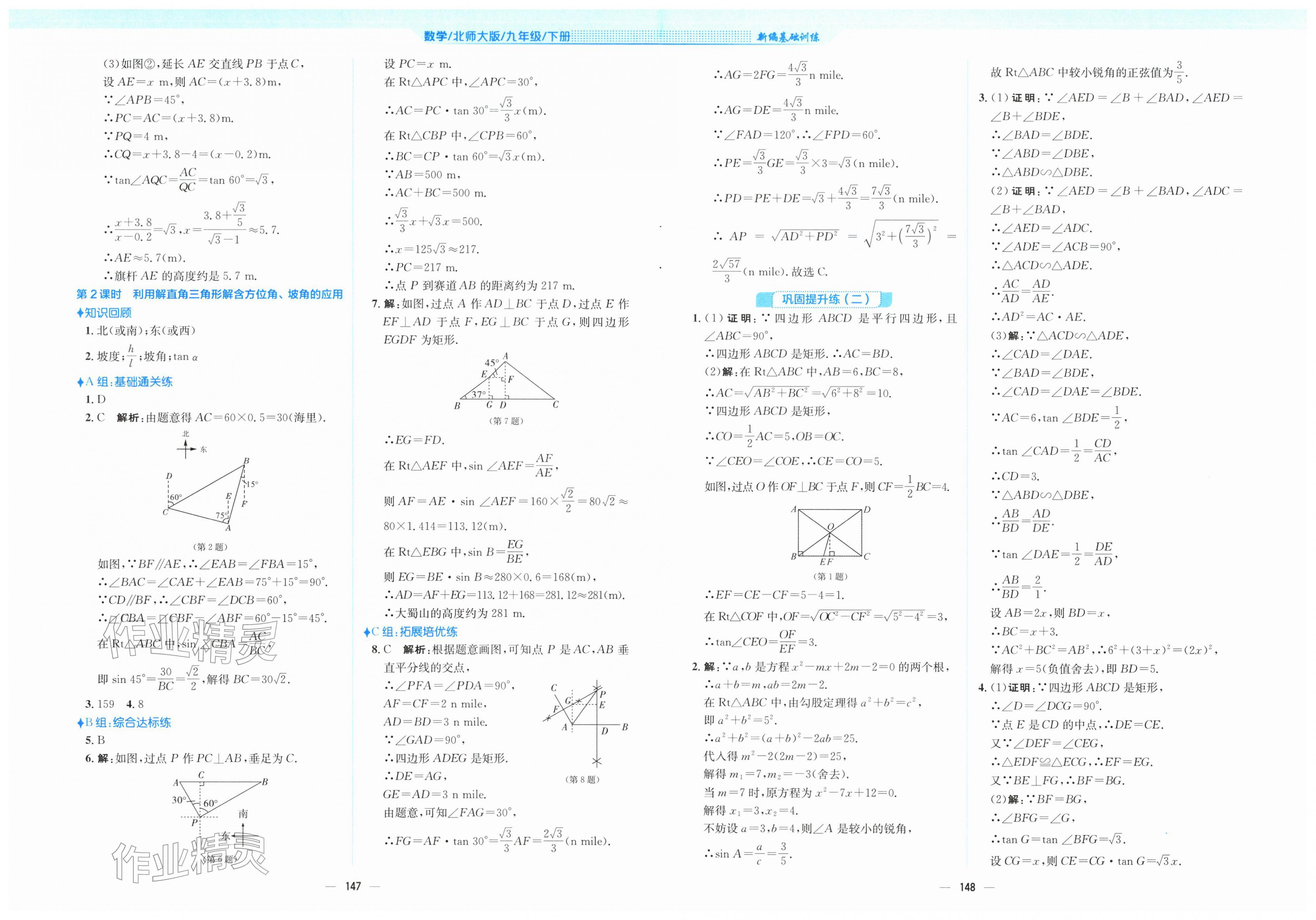 2026年新编基础训练九年级数学下册北师大版&nbsp;第6页