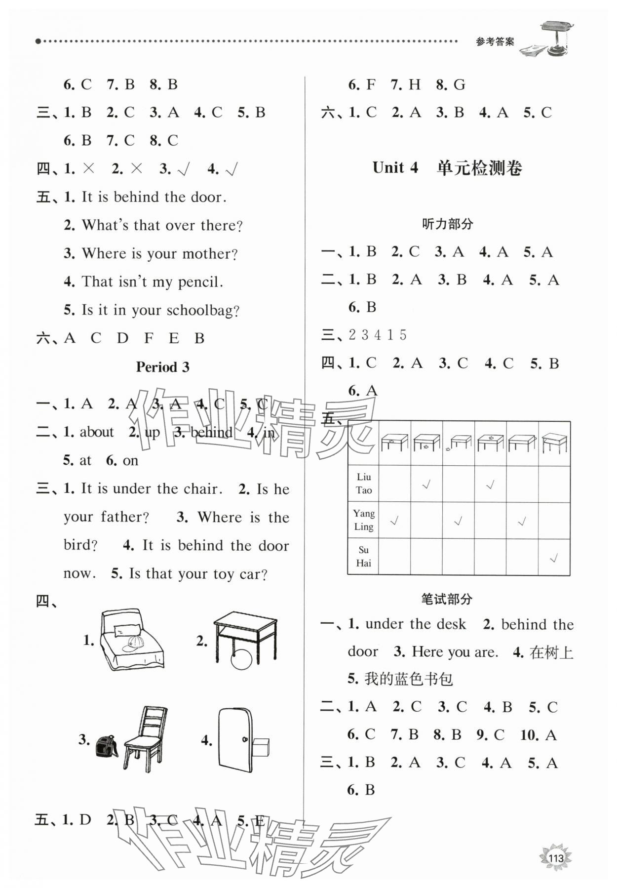 2024年課時(shí)天天練三年級(jí)英語(yǔ)下冊(cè)譯林版 參考答案第5頁(yè)