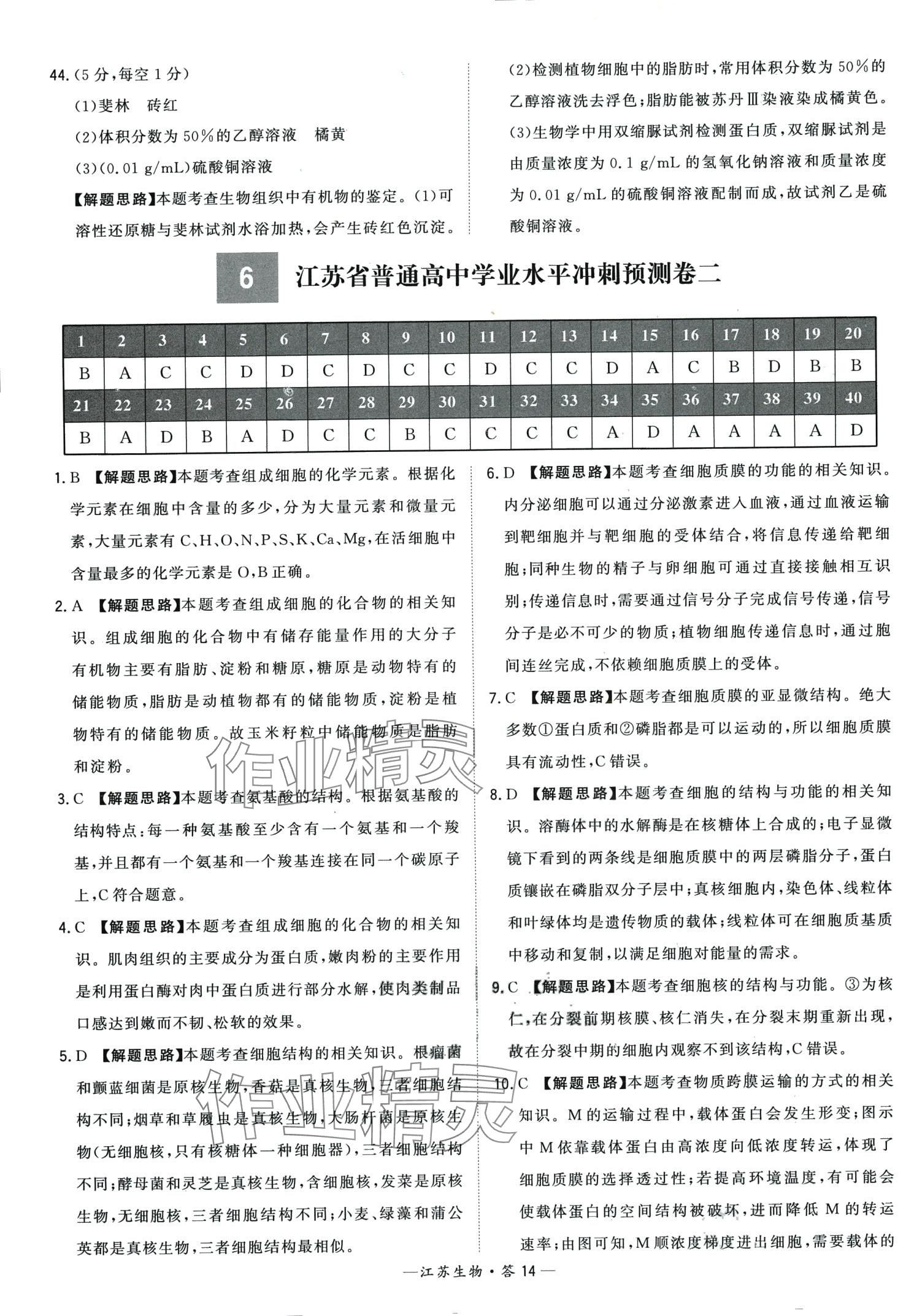 2024年天利38套學業(yè)水平考試高中生物通用版江蘇專版 第14頁