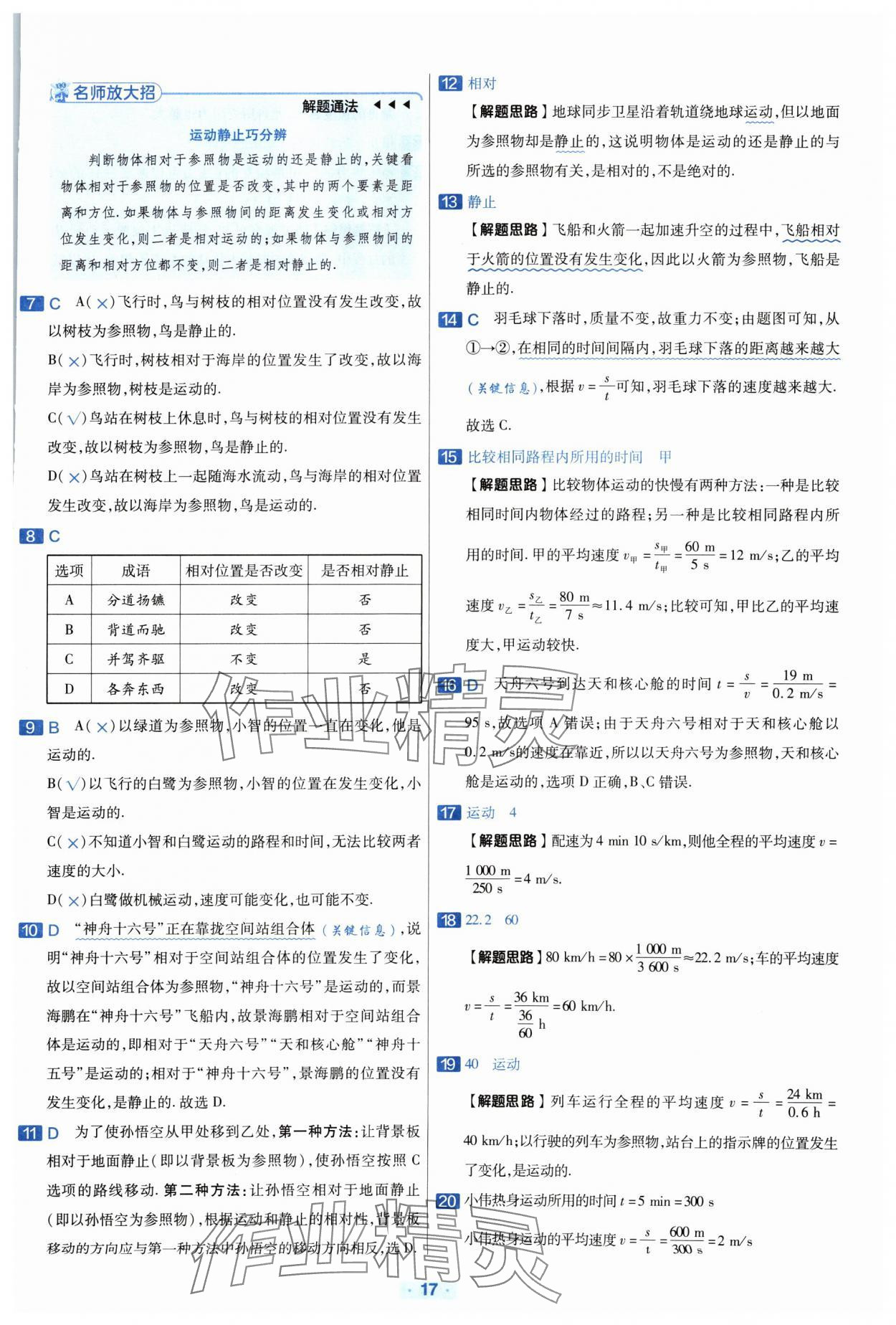 2024年金考卷中考真題分類訓(xùn)練物理 參考答案第16頁