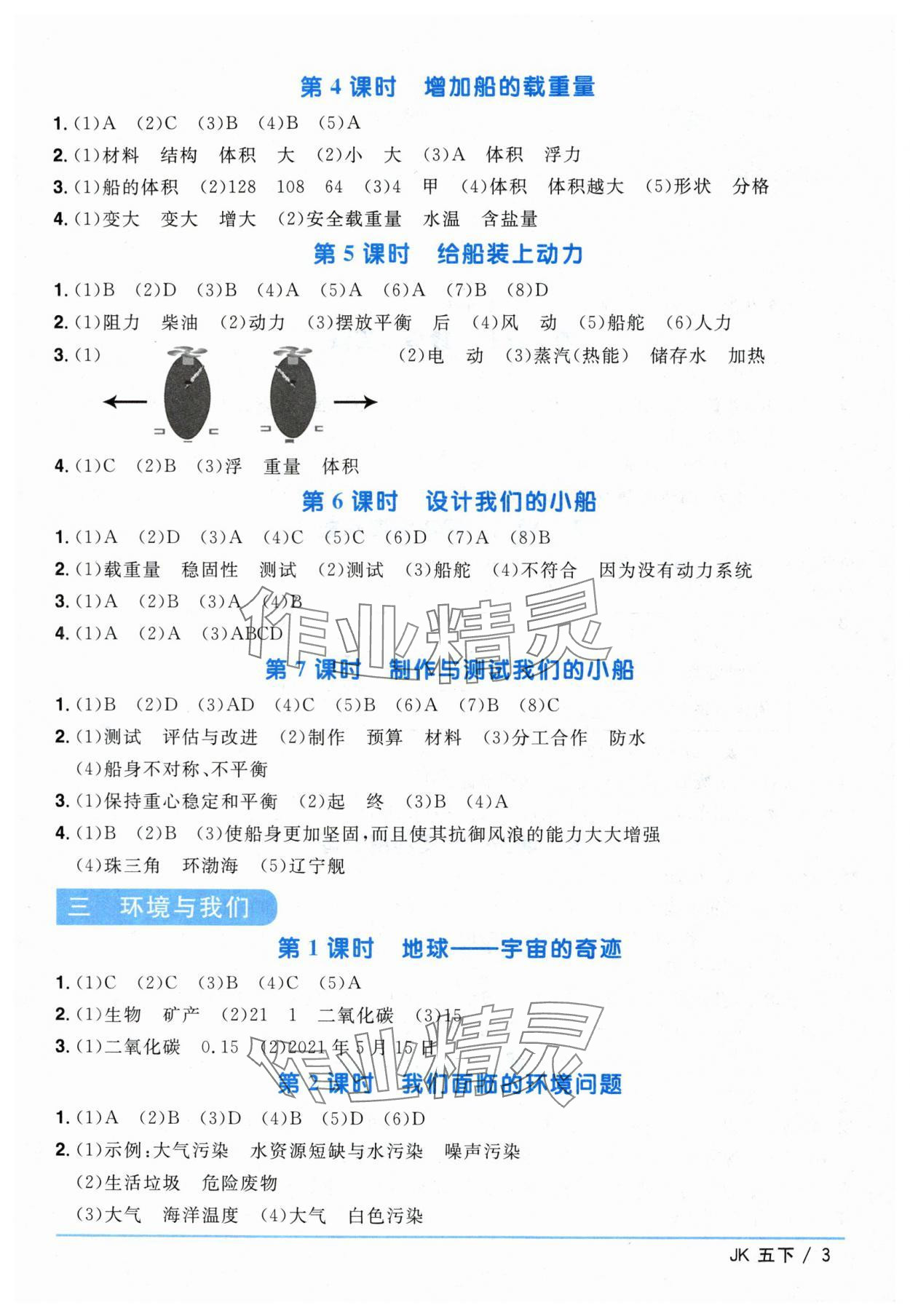 2024年陽光同學(xué)課時優(yōu)化作業(yè)五年級科學(xué)下冊教科版 第3頁