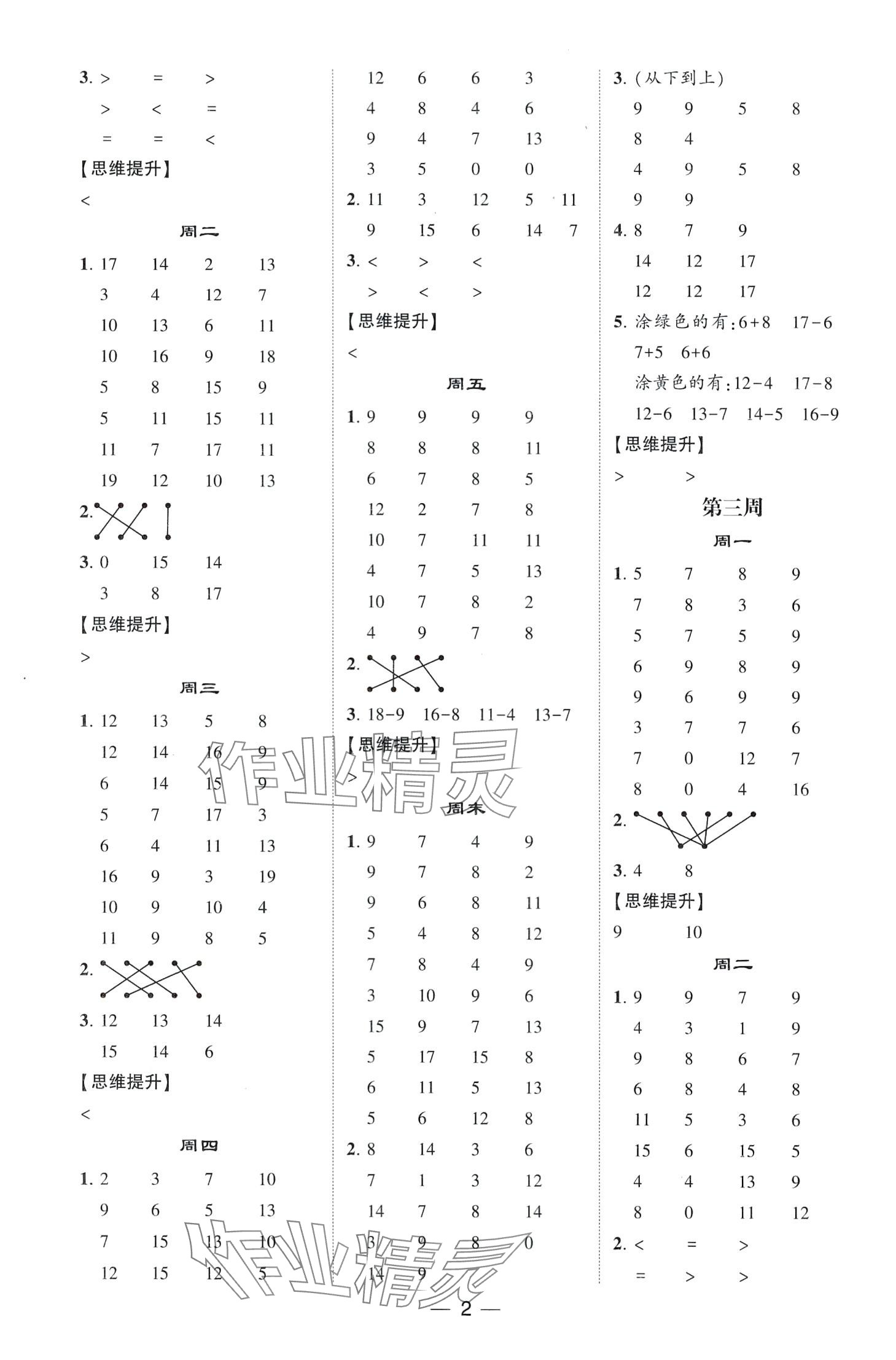 2024年经纶学典计算达人一年级数学下册人教版 第2页