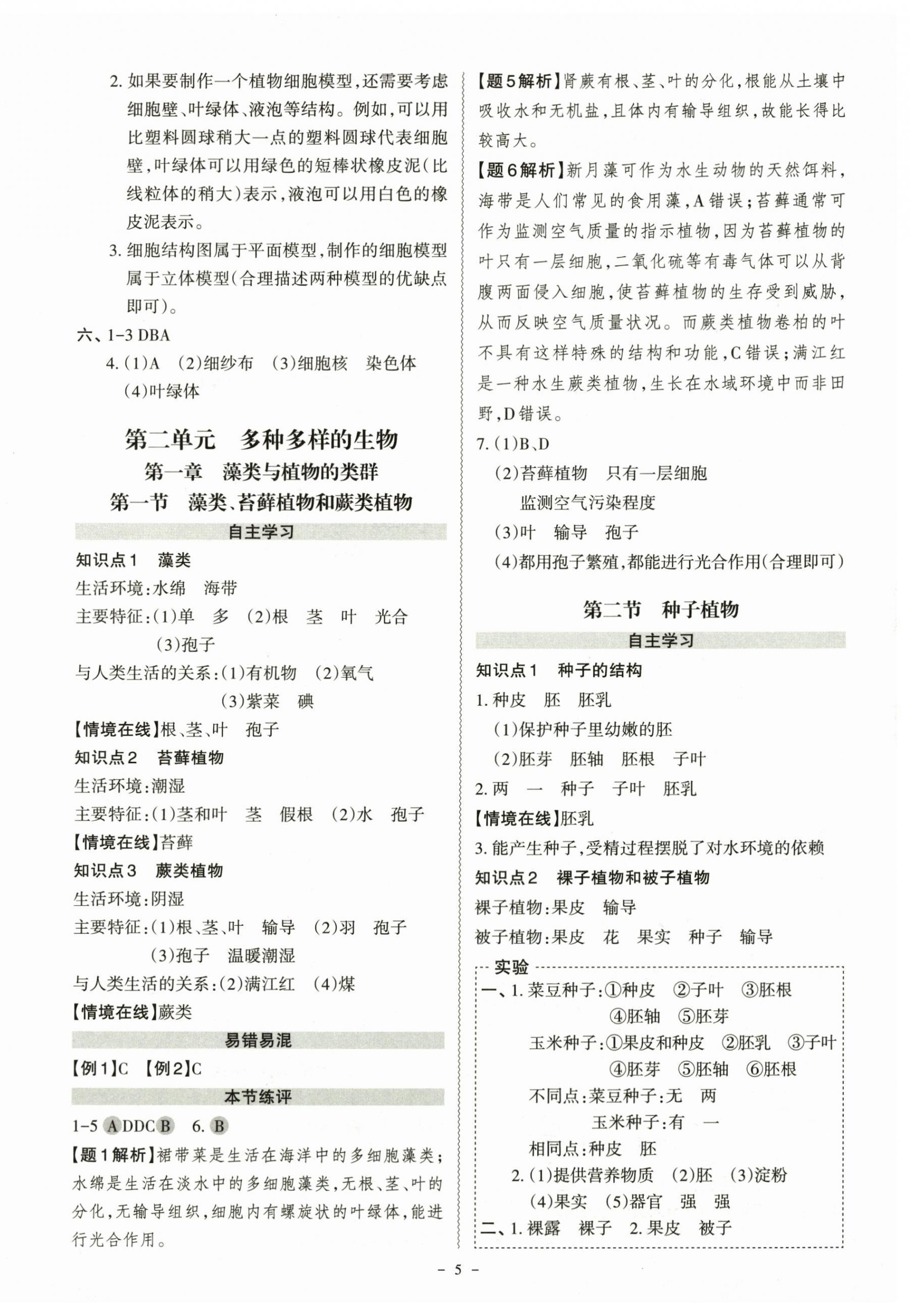 2025年同步冲刺七年级生物上册人教版&nbsp;第5页