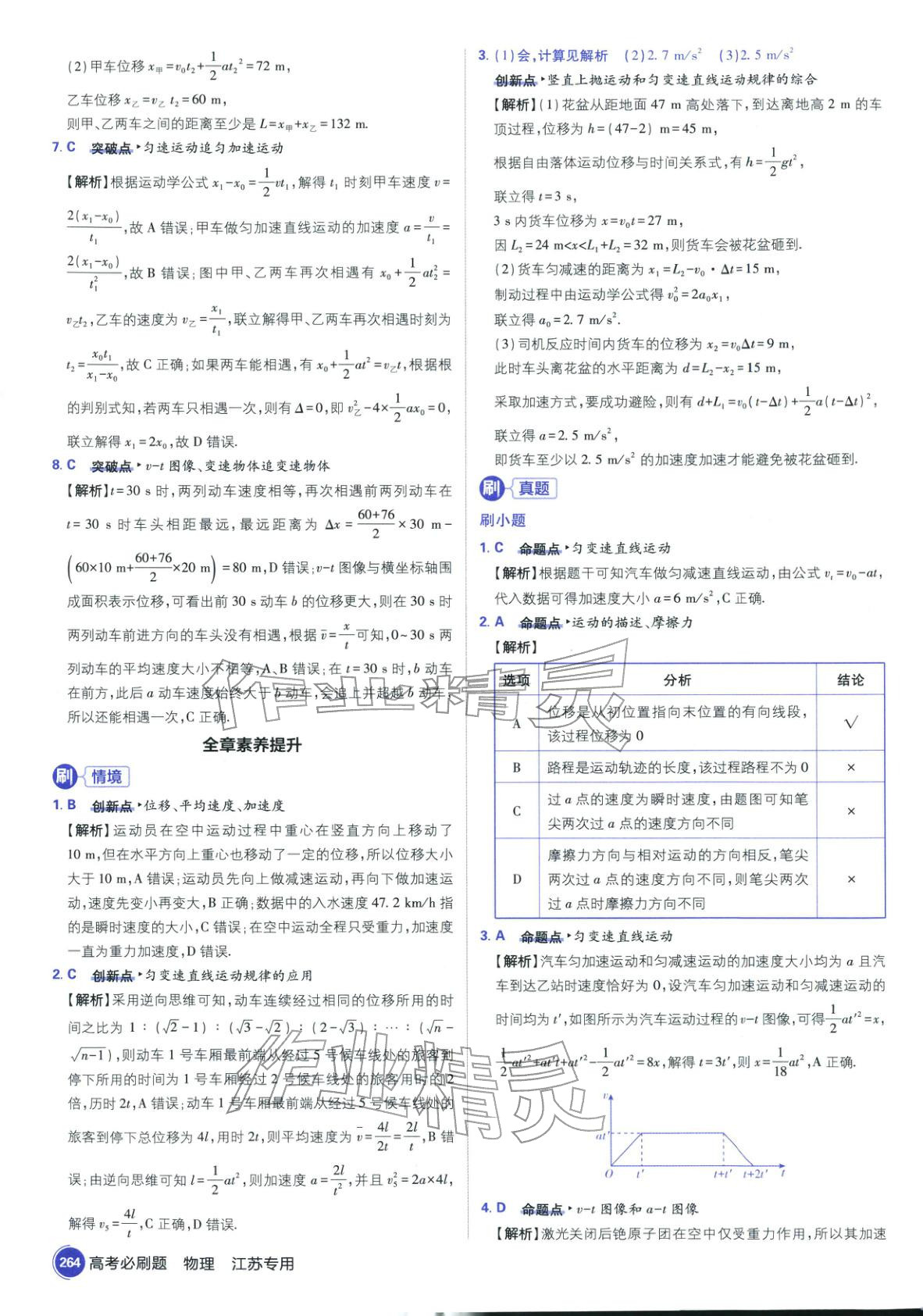 2026年高考必刷题高中物理江苏专版&nbsp;参考答案第10页