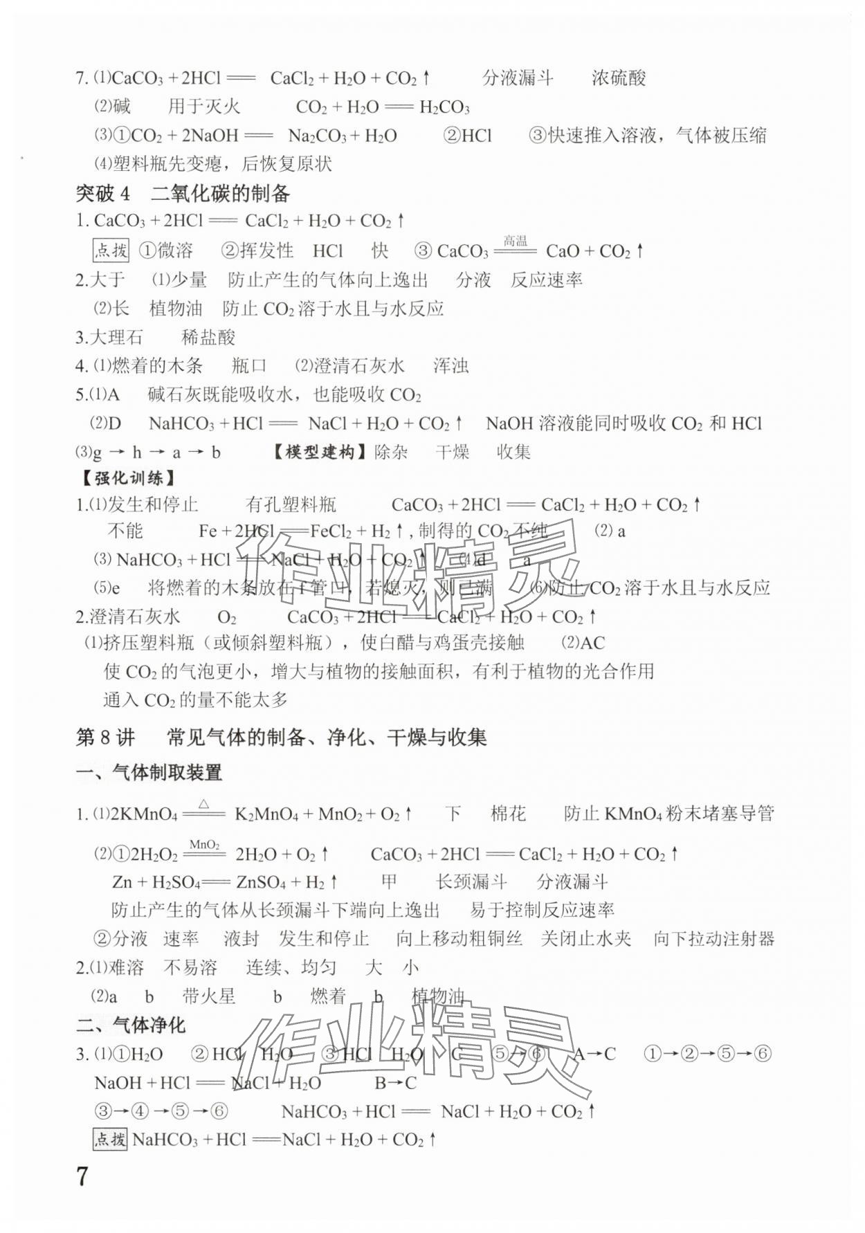 2025年中考化学攻略深圳专版&nbsp;参考答案第7页